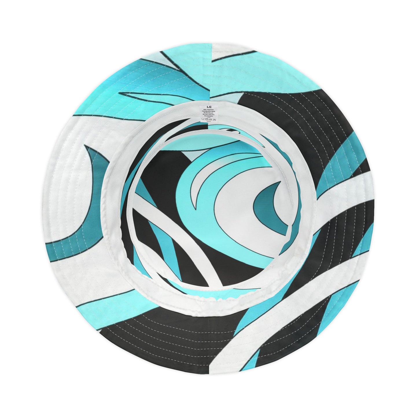 Turquoise Wave Bucket Hat — Retro Swirl Pattern Sun Hat