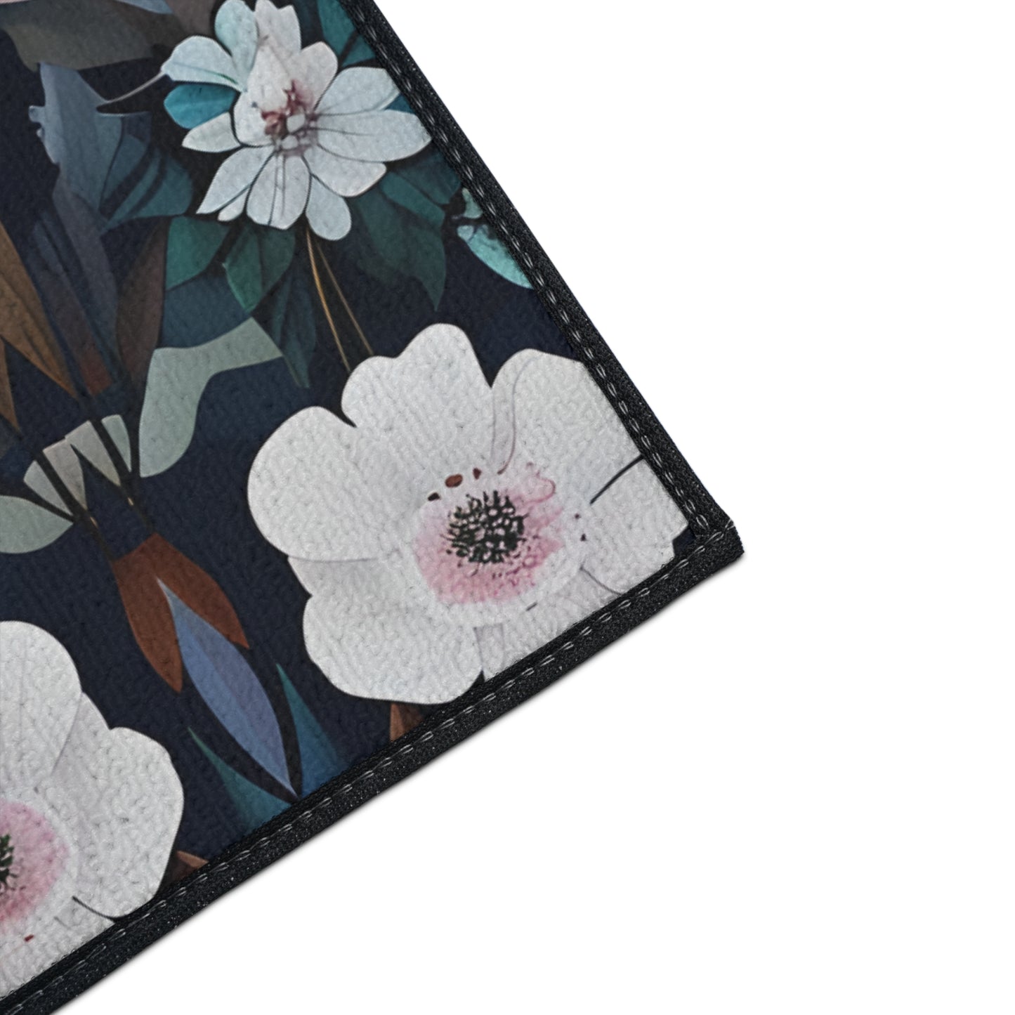 Floral Heavy Duty Floor Mat — Dark Botanical Non-Slip Door Rug