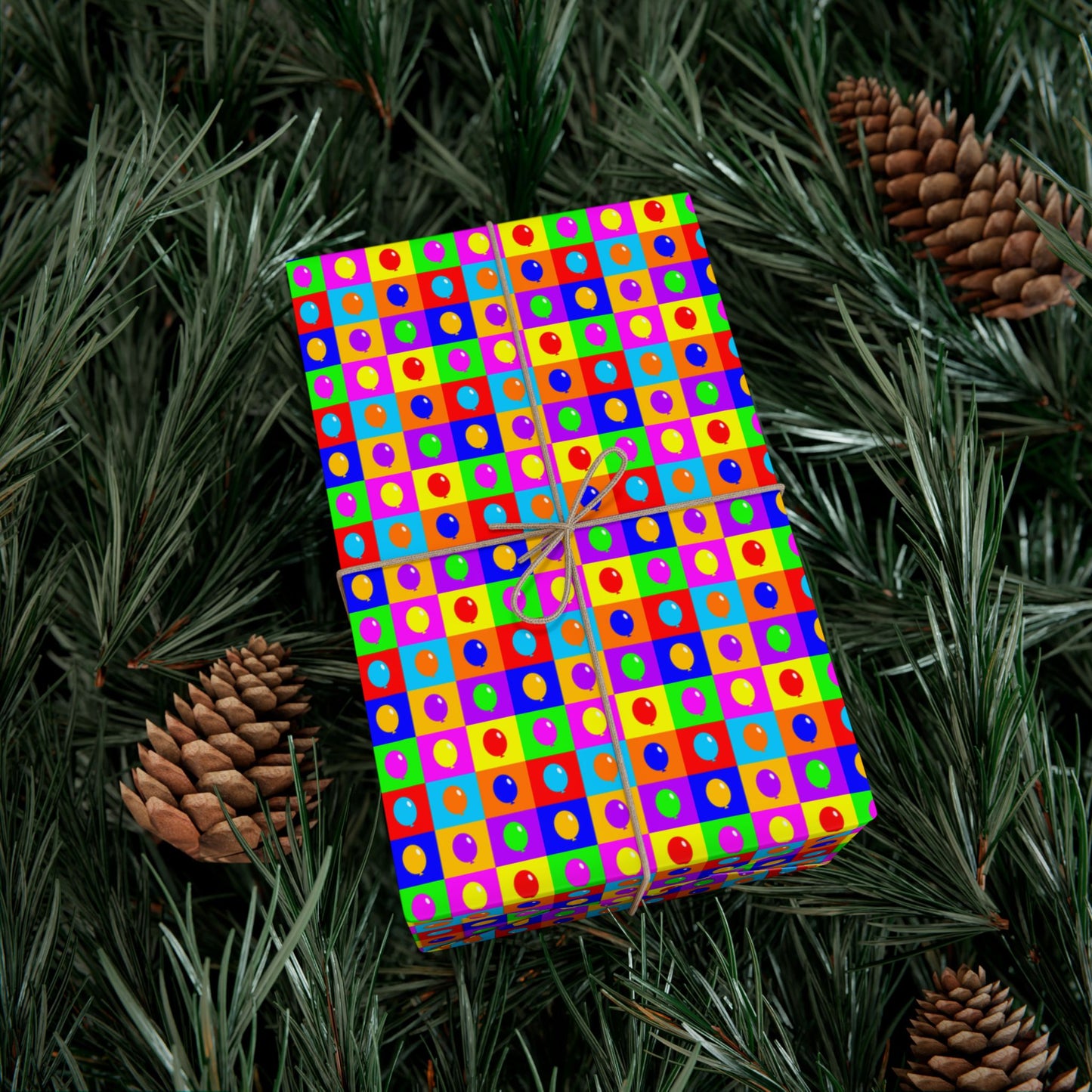 Colorful Heart Grid Gift Wrap Paper — Bright Geometric Valentine & Birthday Wrapping