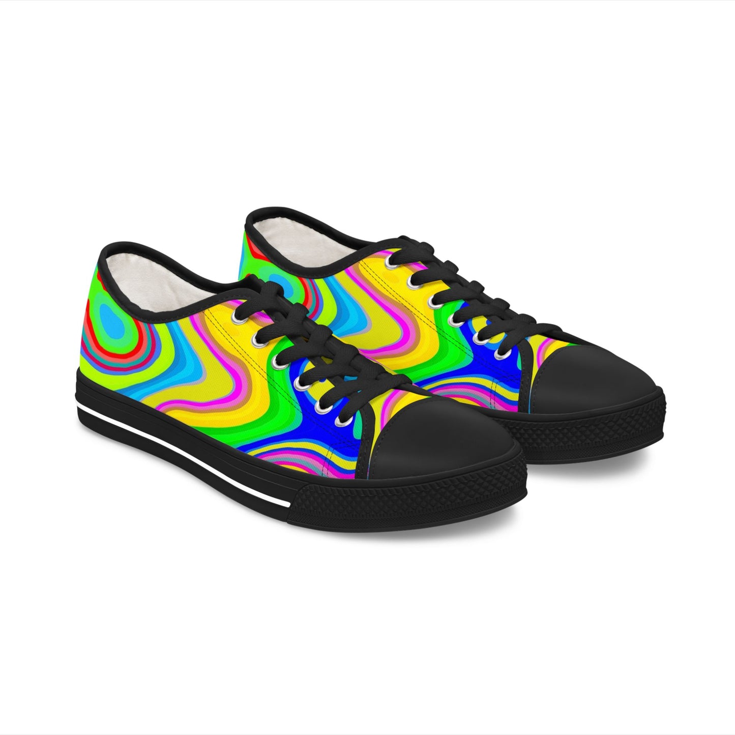 Low Top Sneakers — Vibrant Psychedelic Swirl Women's Canvas Shoes