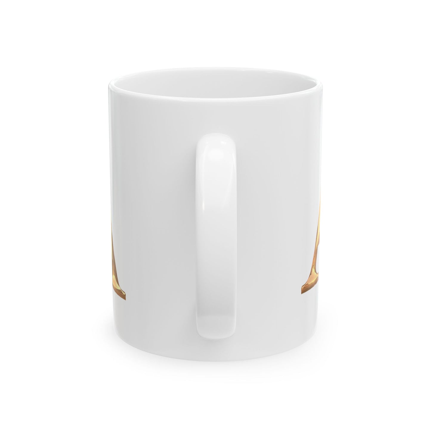 Elegant Golden Letter A Ceramic Mug | Personalized Coffee Cup Letter A