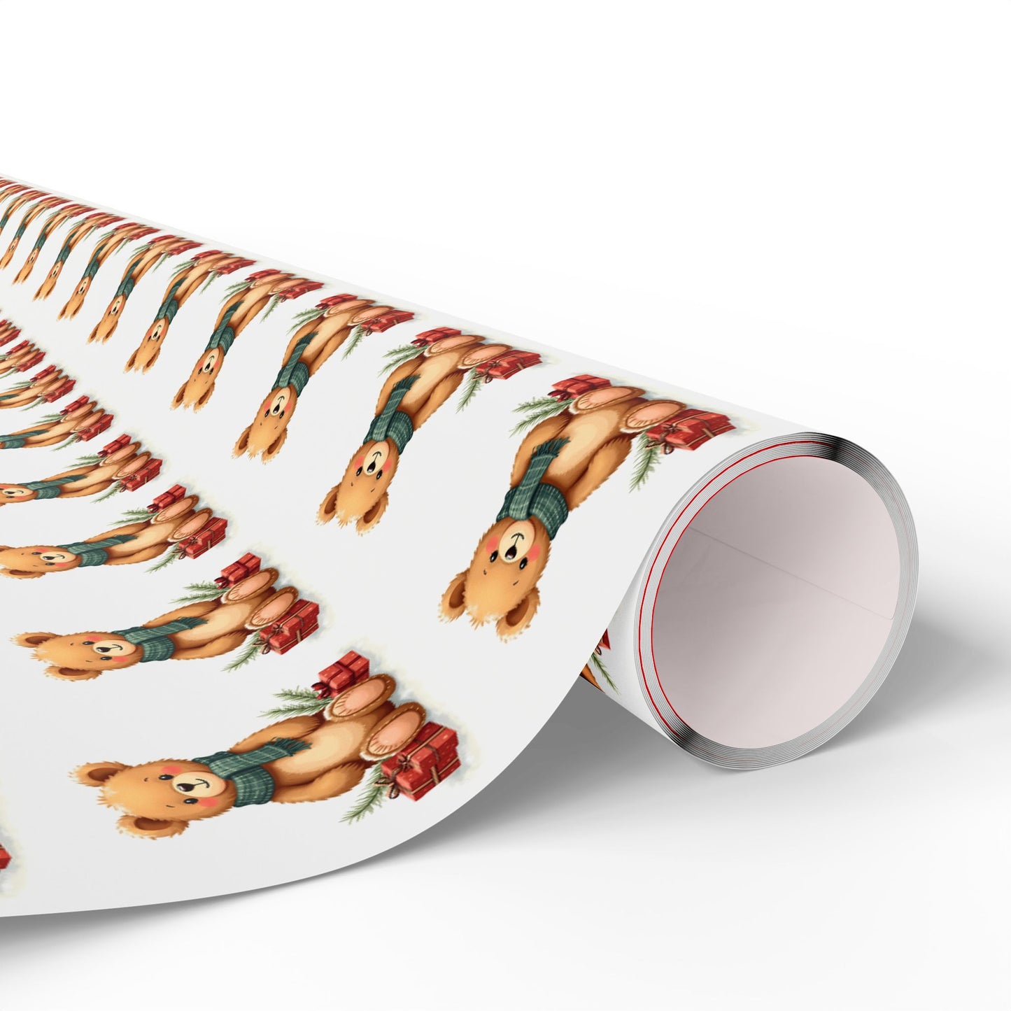 Christmas Teddy Bear Wrapping Paper Roll — Cute Holiday Gift Wrap