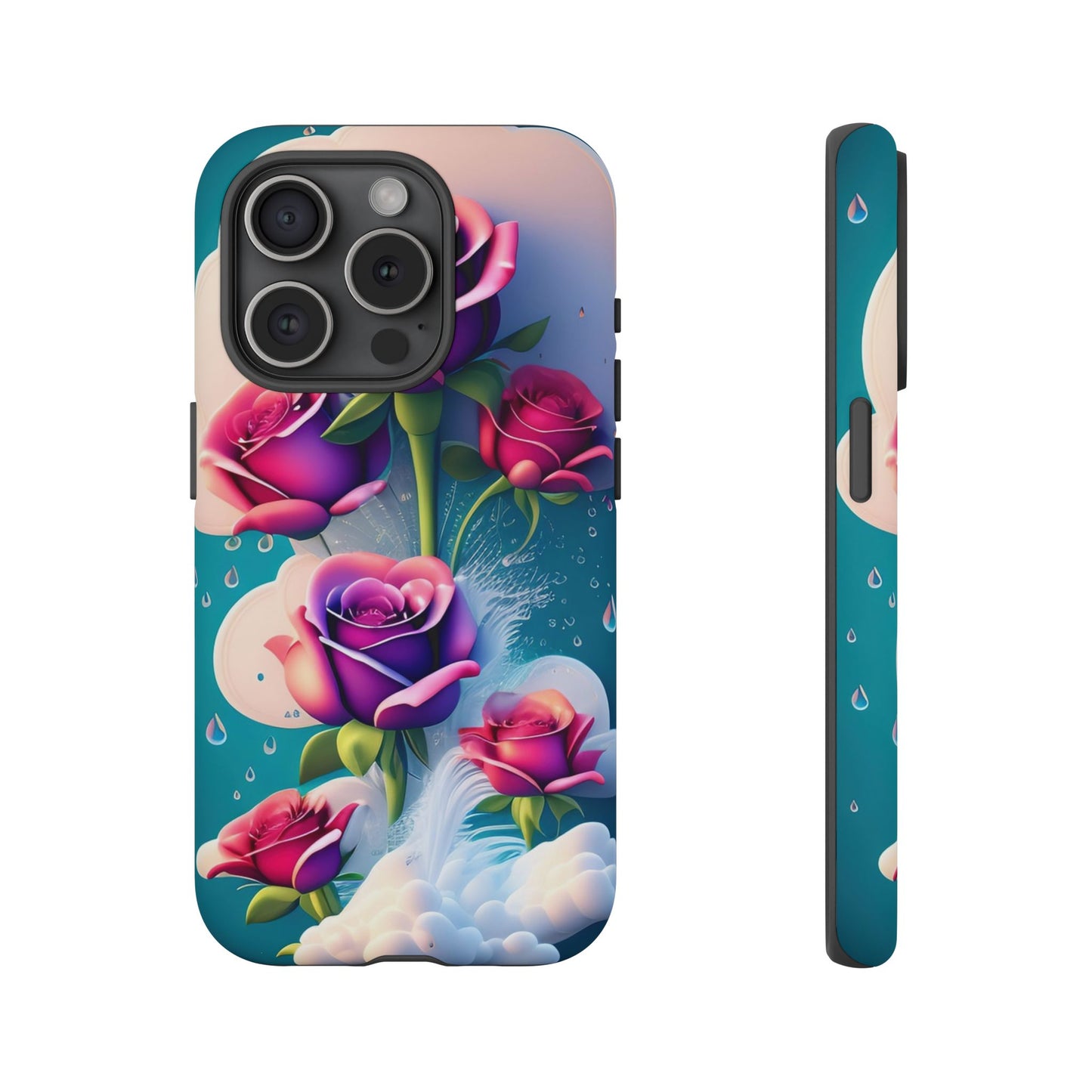 Floral Dream Tough Phone Case — Rose Bouquet Clouds Design