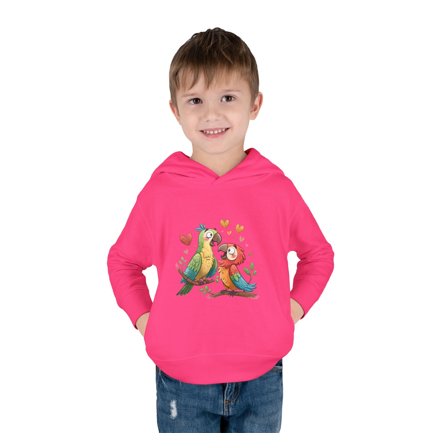 Toddler Hoodie — Cute Parrot Love Pullover (Heart Bird Kids Sweatshirt)