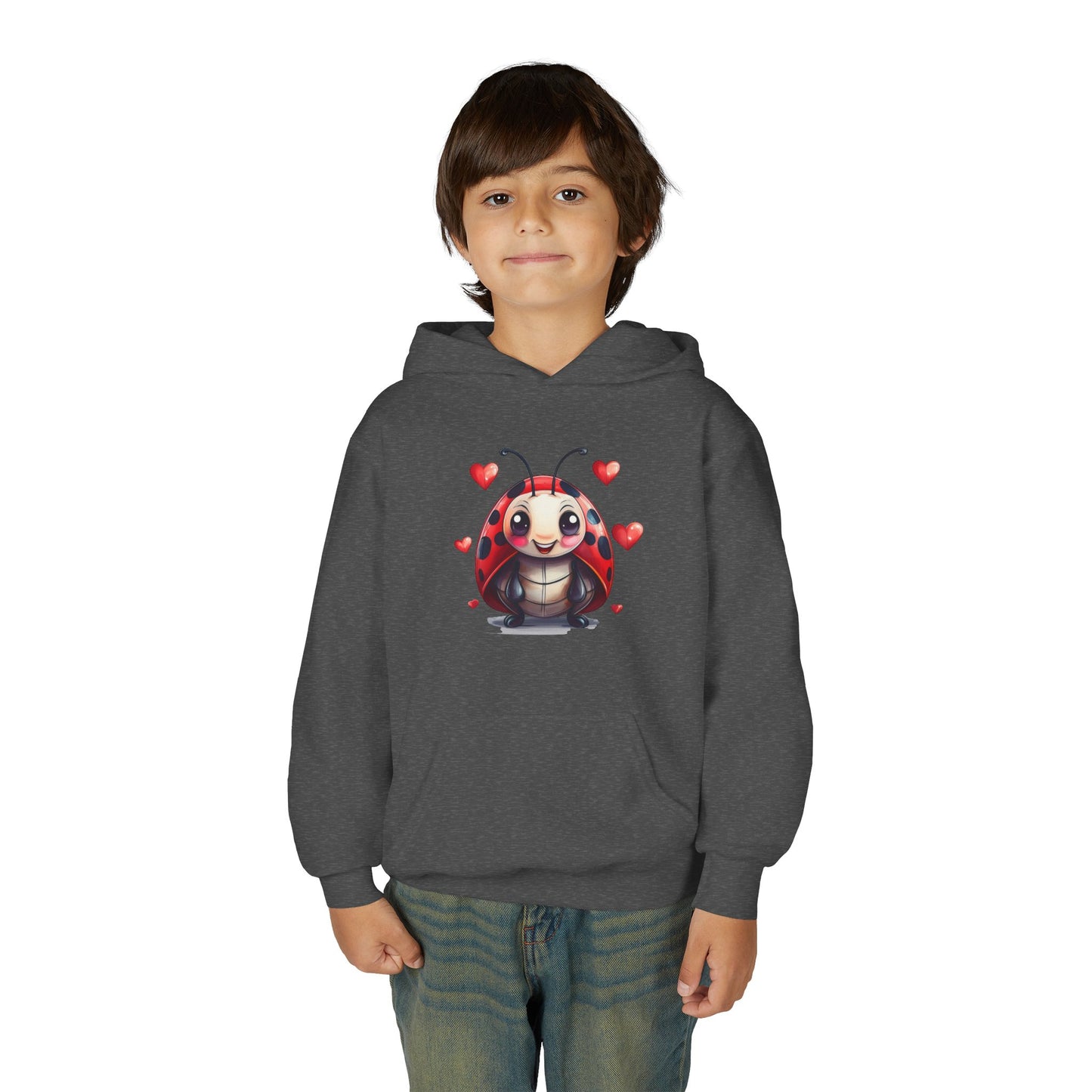 Cute Ladybug with Hearts Hoodie | Kids Valentine Sweatshirt