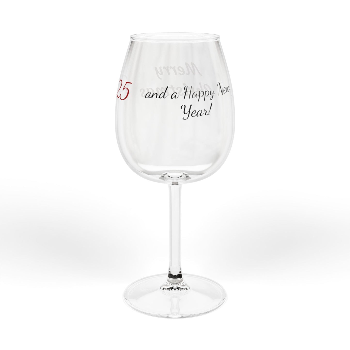12oz Wine Glass — Merry Christmas Holiday Stemmed Wine Goblet