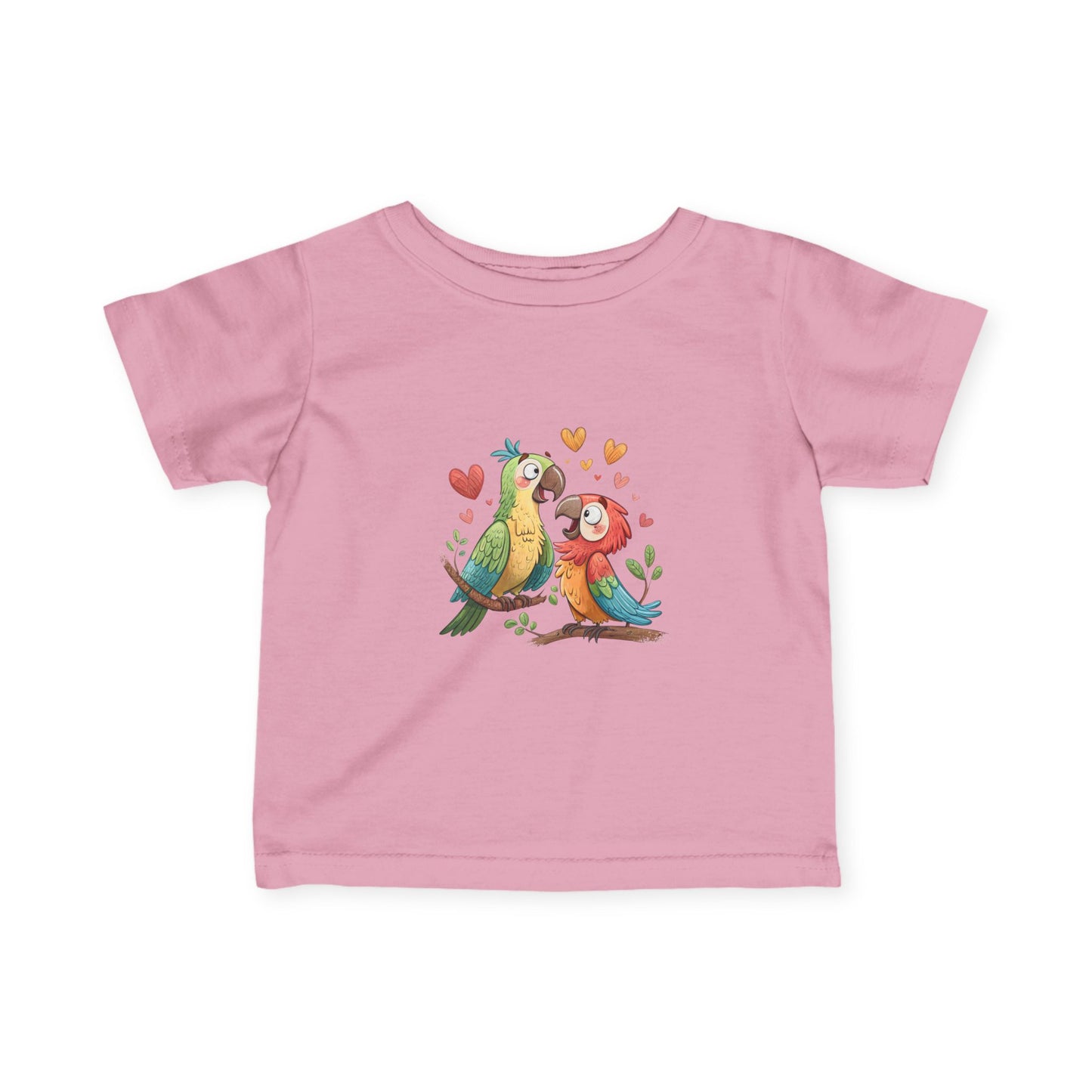 Infant Tee — Cute Pair of Parrots Baby Shirt (Hearts & Love)