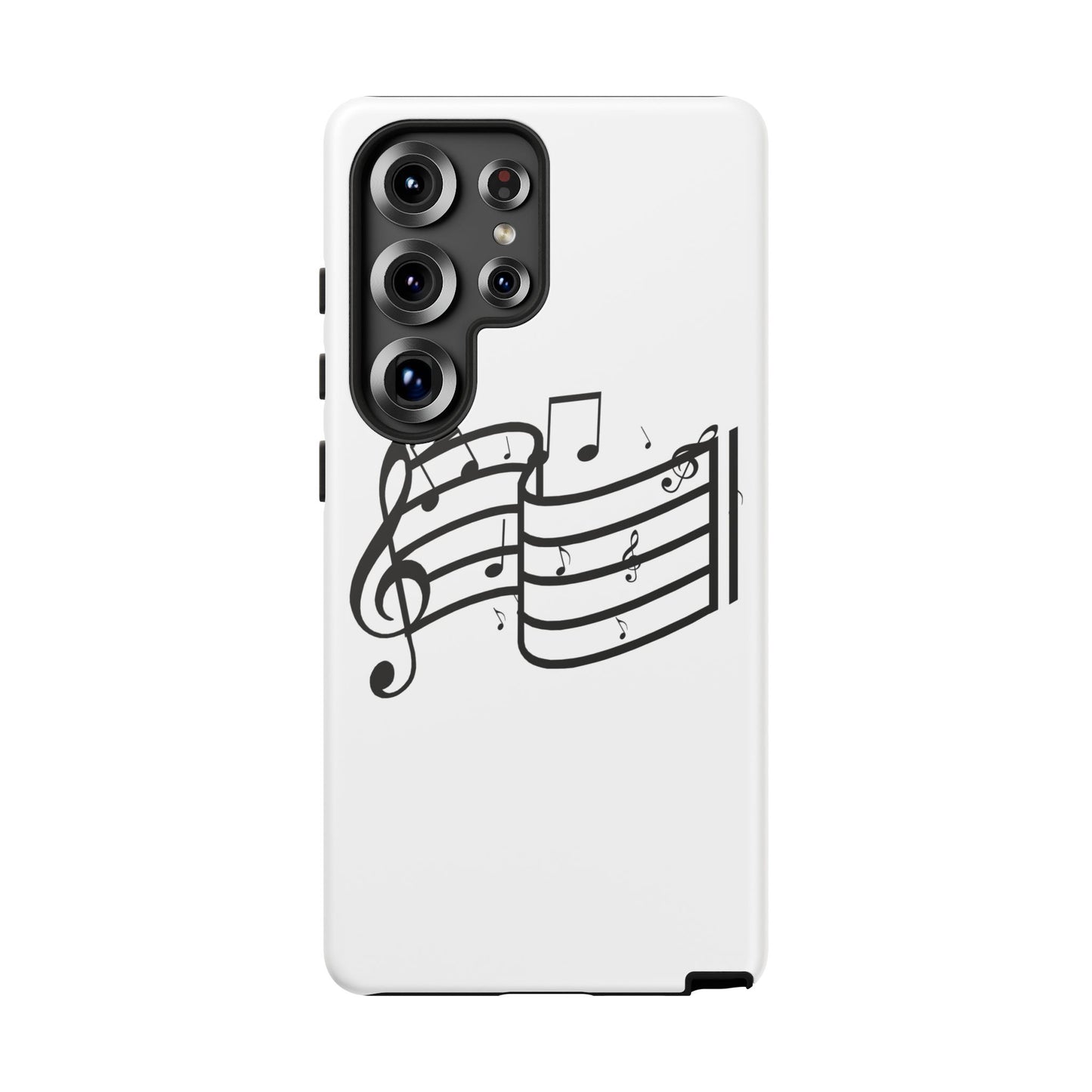 Musical Notes Phone Case — Black Treble Clef Music Staff Tough Case