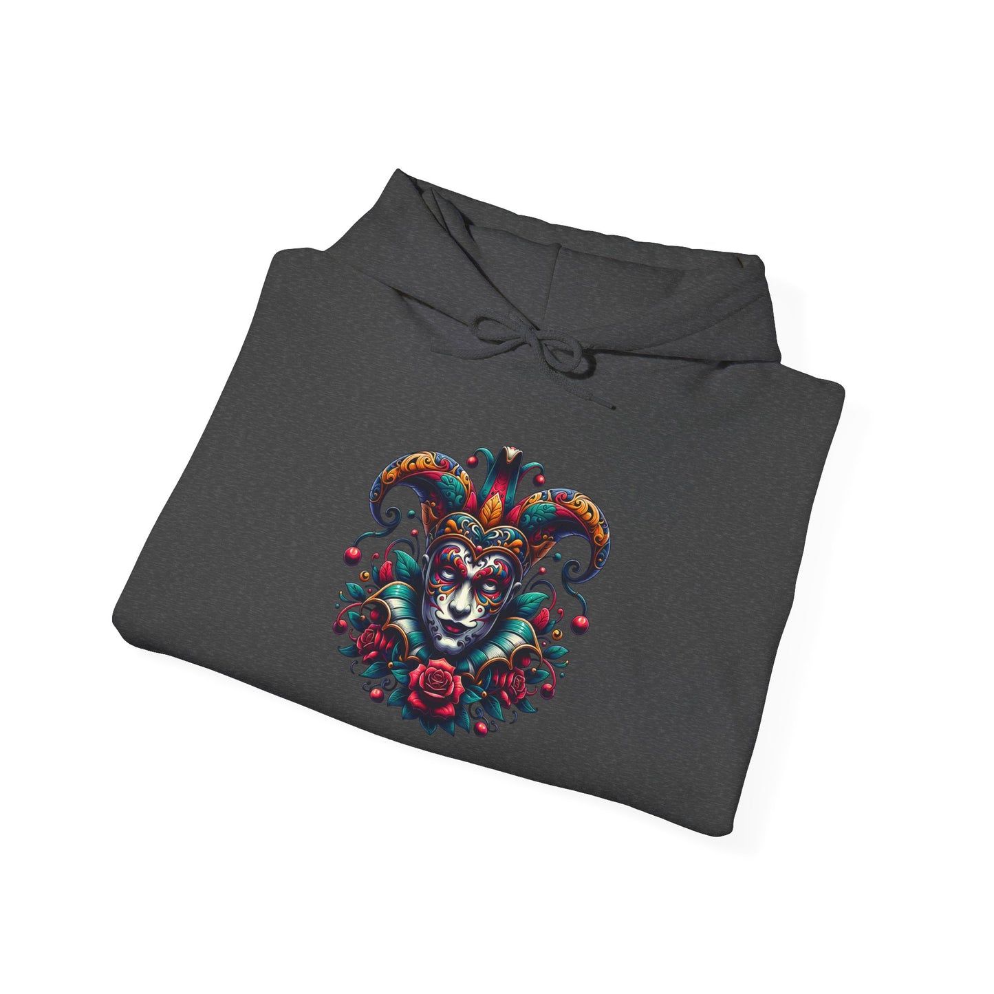 Colorful Jester Hoodie, Unique Graphic Sweatshirt