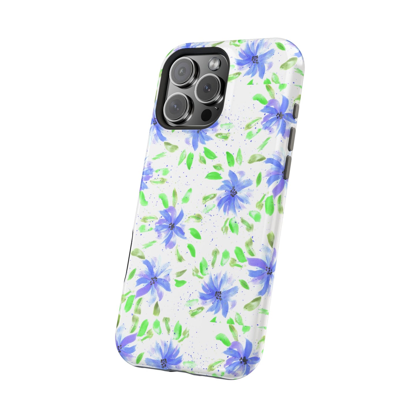 Floral Blue Watercolor Phone Case — Magnetic Impact-Resistant