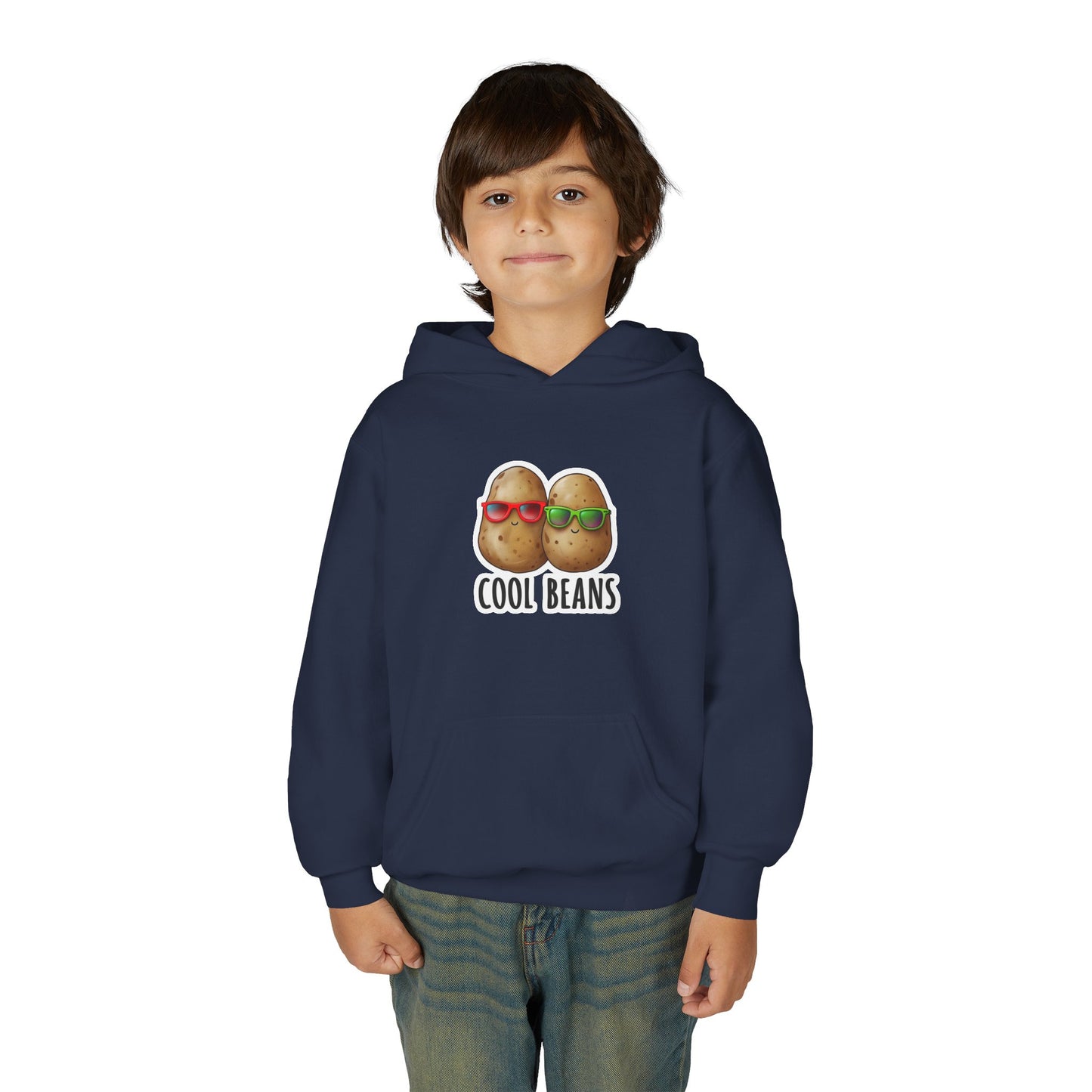 Youth 'Cool Beans' Hoodie – Cute Kids Graphic Sweatshirt with Sunglasses Potato Design