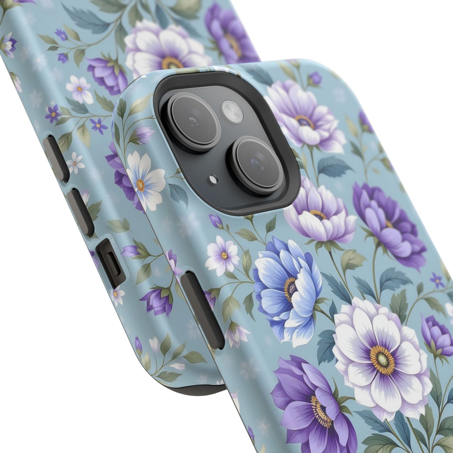 Floral Purple Peony Phone Case — Magnetic Impact‑Resistant Protective Cover
