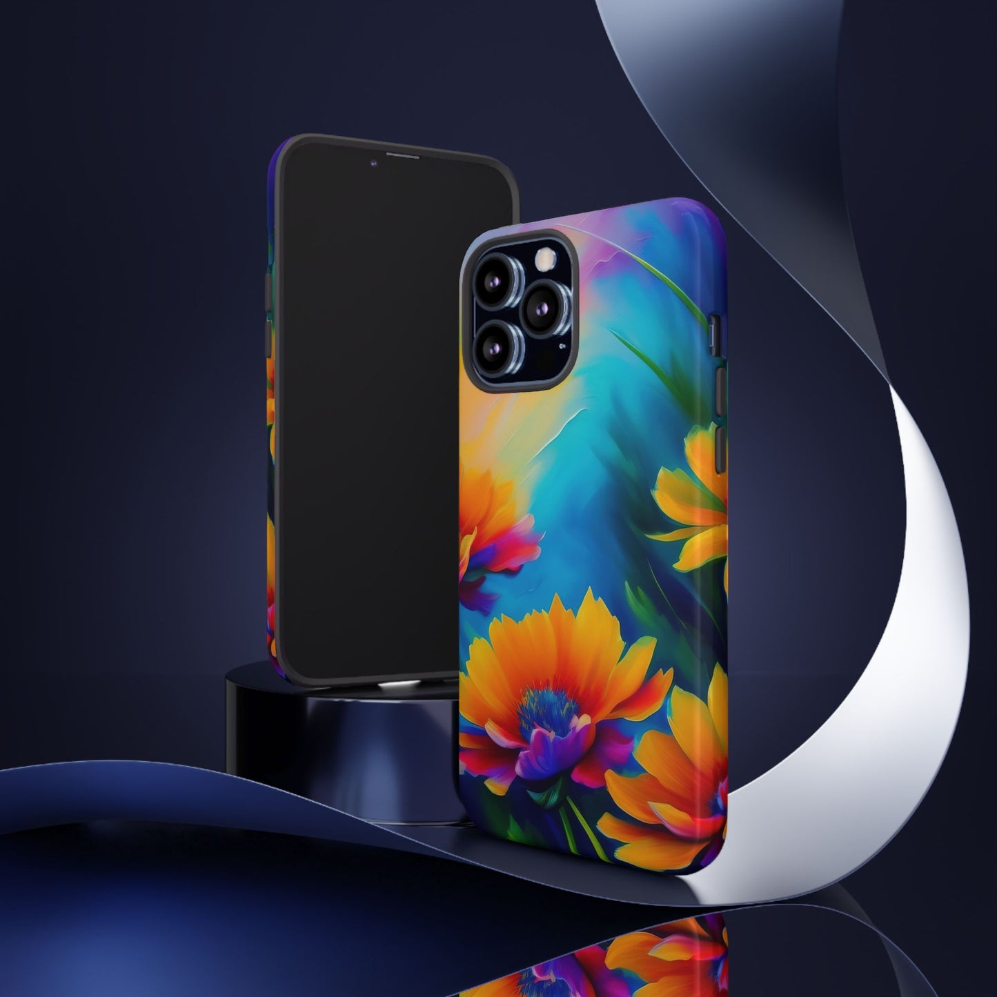 Floral Burst Tough Phone Case — Vibrant Watercolor Flowers Protective Cover