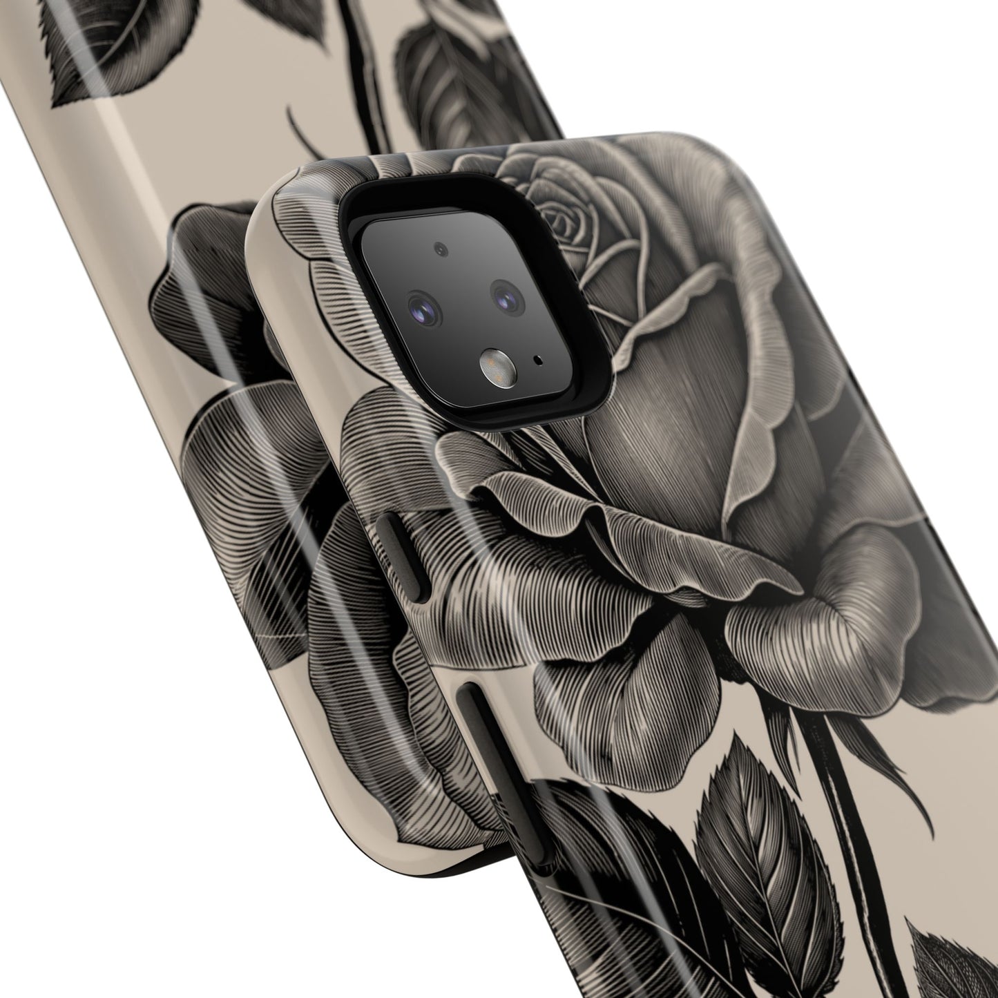 Black Rose Phone Case, Tough Cases with Floral Design, Elegant Tech Accessory, Gift for Flower Lovers, Stylish Protection