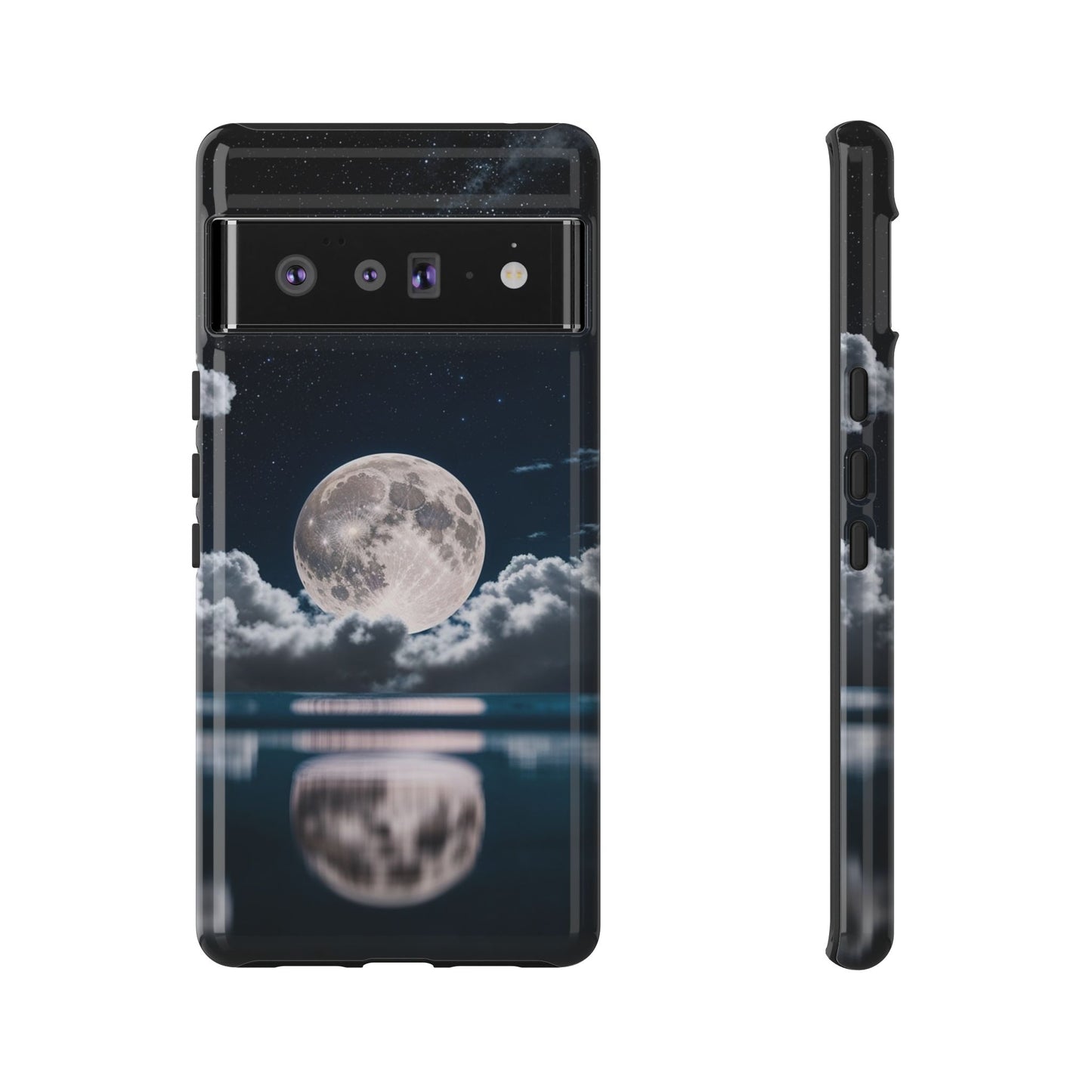 Moonlit Reflection Phone Case — Night Sky Moon & Clouds Tough Case