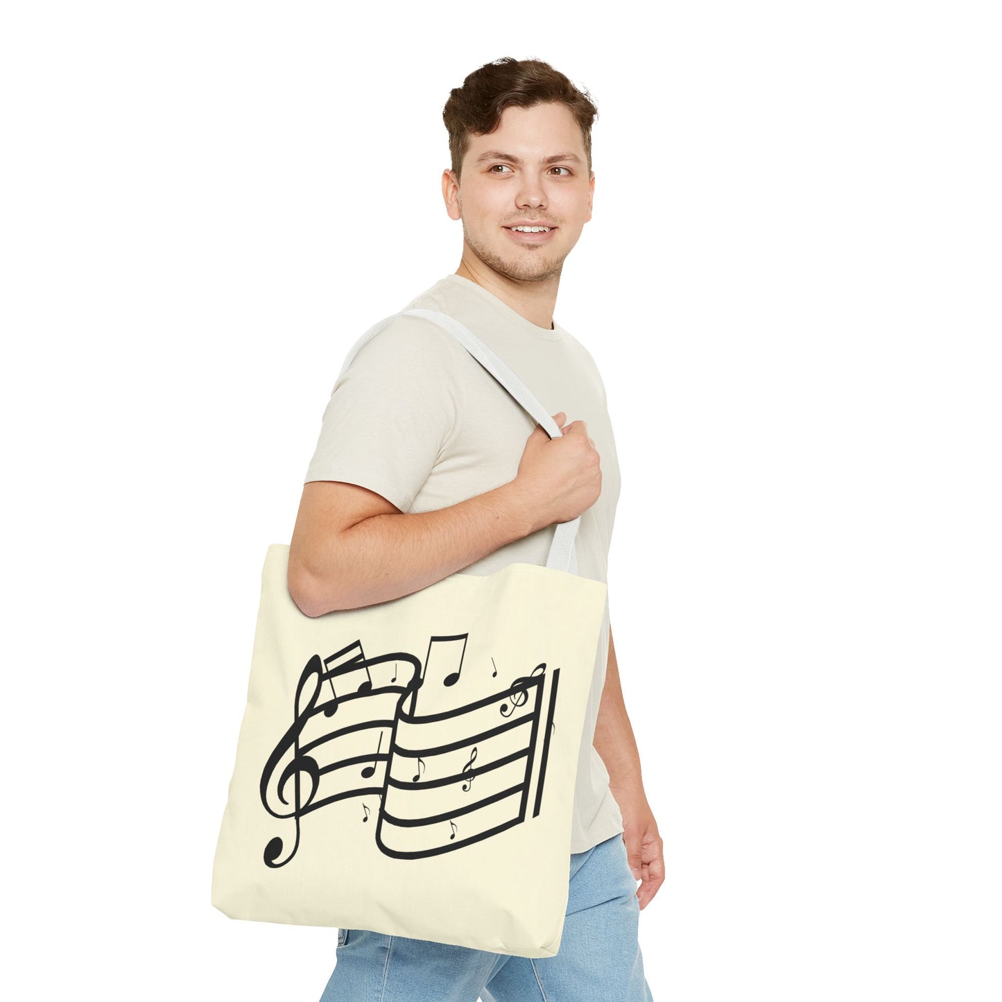 Music Notes Tote Bag — Sheet Melody Canvas Tote for Musicians & Music Lovers