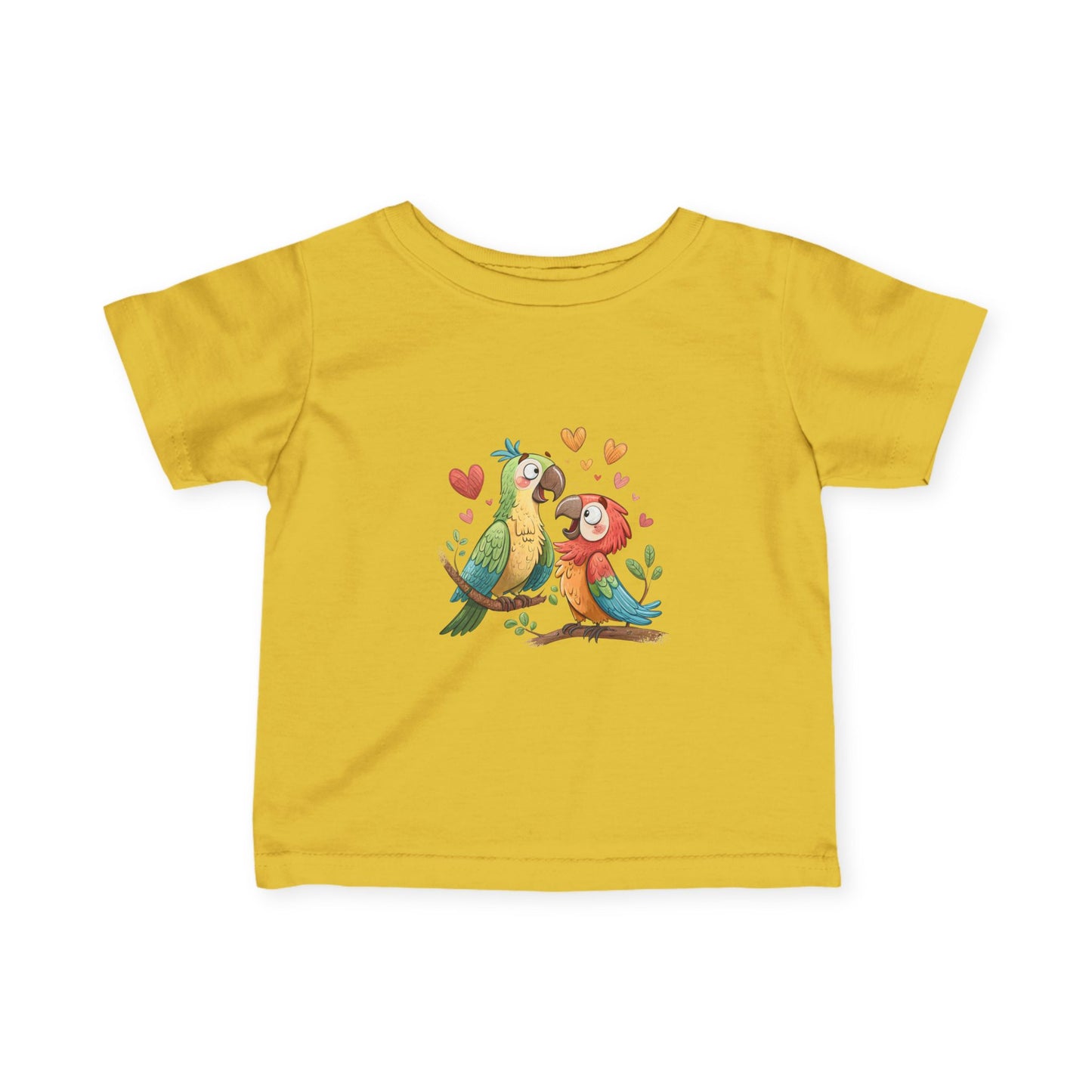 Infant Tee — Cute Pair of Parrots Baby Shirt (Hearts & Love)
