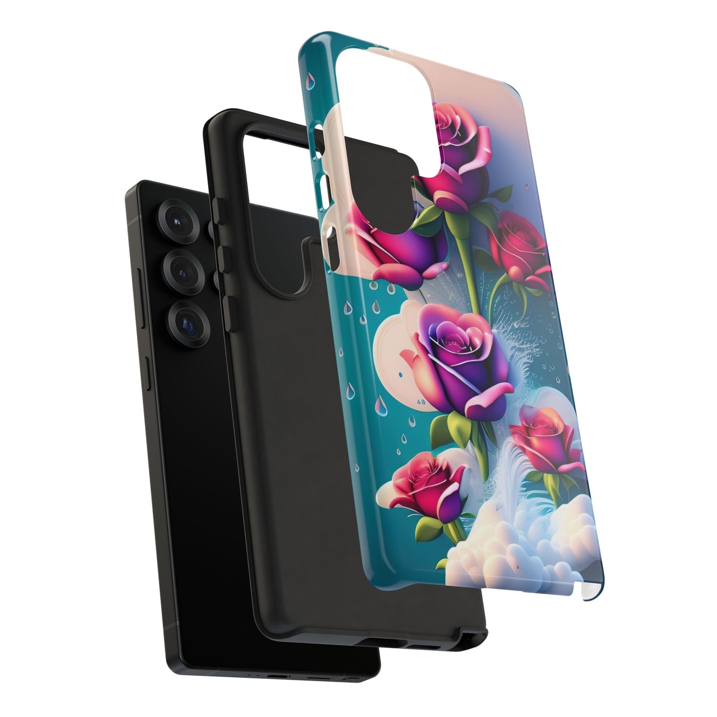 Floral Dream Tough Phone Case — Rose Bouquet Clouds Design
