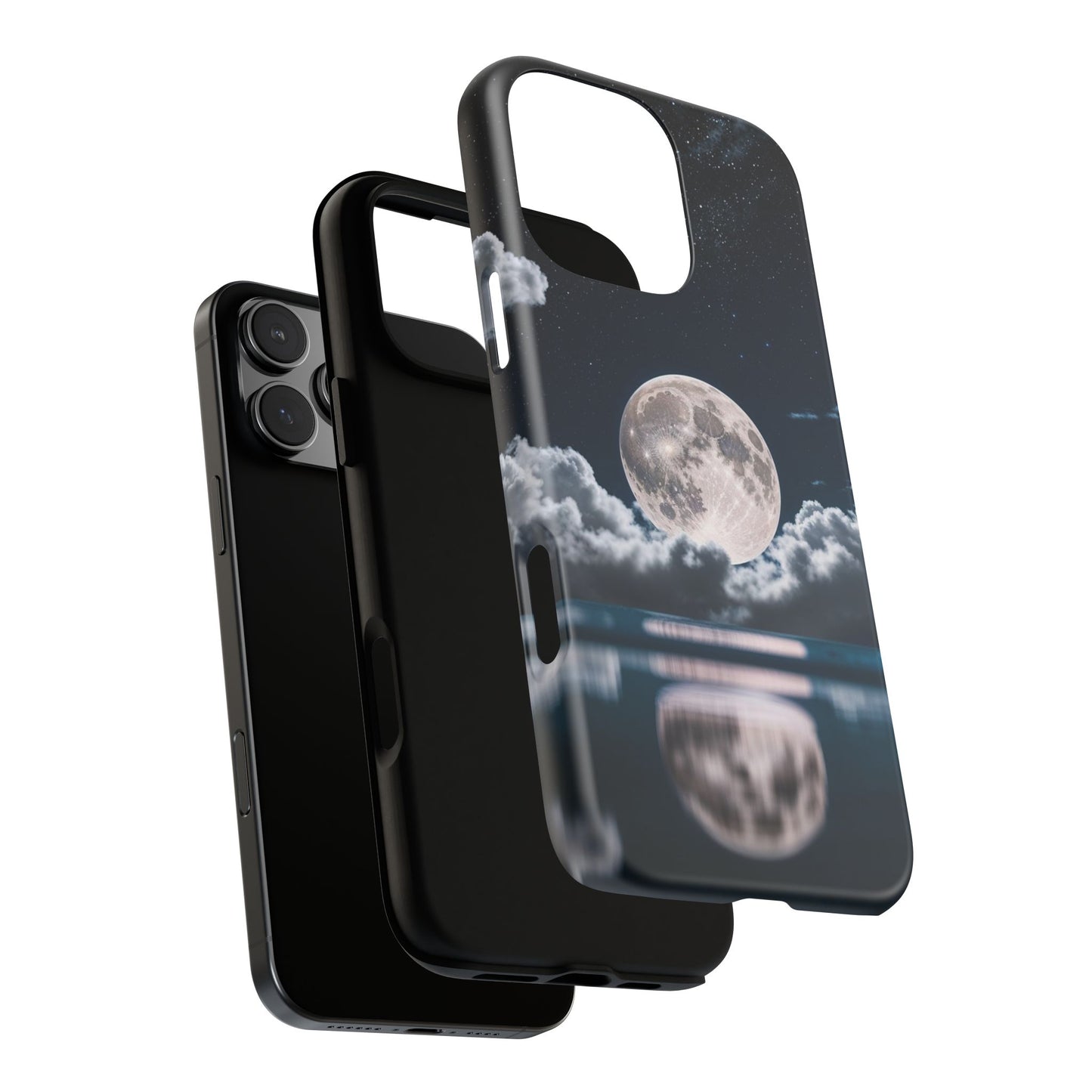 Moonlit Reflection Phone Case — Night Sky Moon & Clouds Tough Case