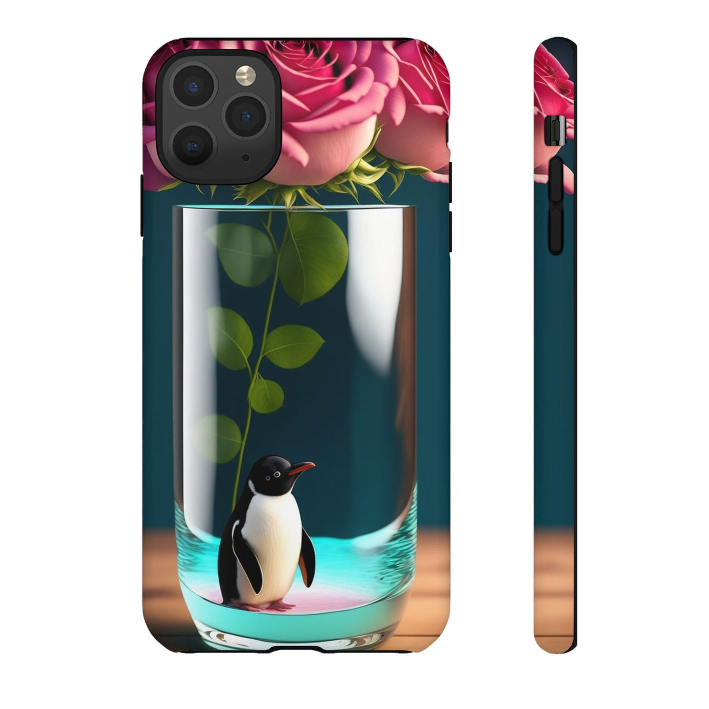 Penguin in a Glass Floral Tough Phone Case — Cute Protective Phone Cover