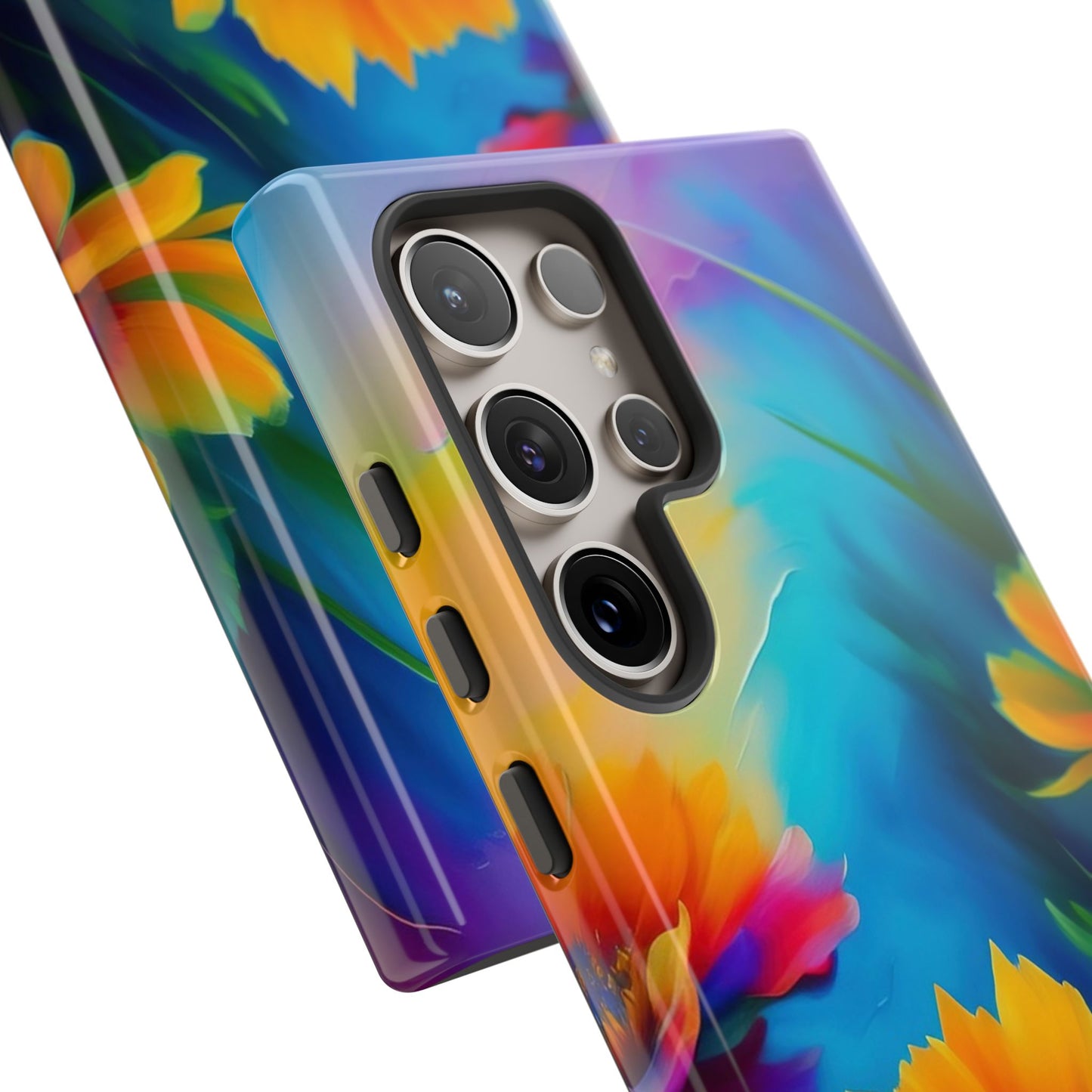 Floral Sunset Tough Phone Case — Vibrant Watercolor Flowers Protective Cover