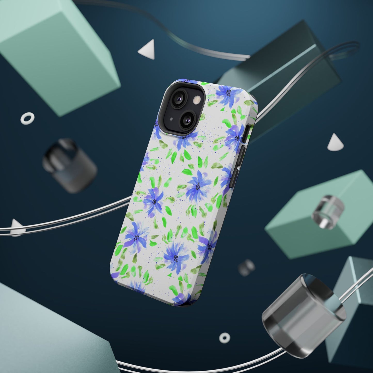 Floral Blue Watercolor Phone Case — Magnetic Impact-Resistant