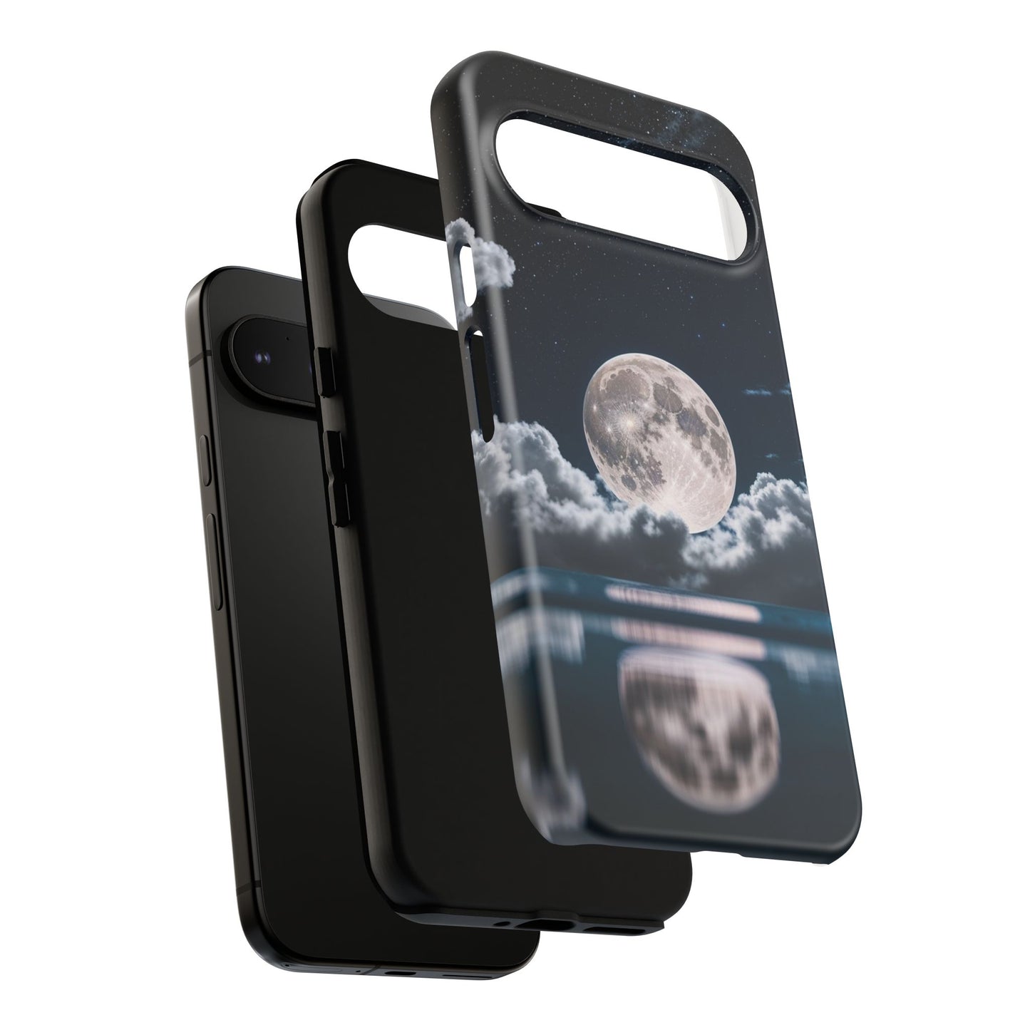 Moonlit Reflection Phone Case — Night Sky Moon & Clouds Tough Case