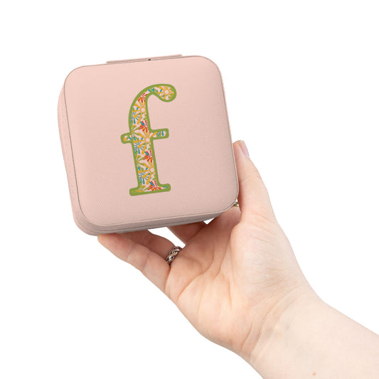 Monogram Floral 'f' Jewelry Travel Case – Compact Pink Travel Jewelry Organizer
