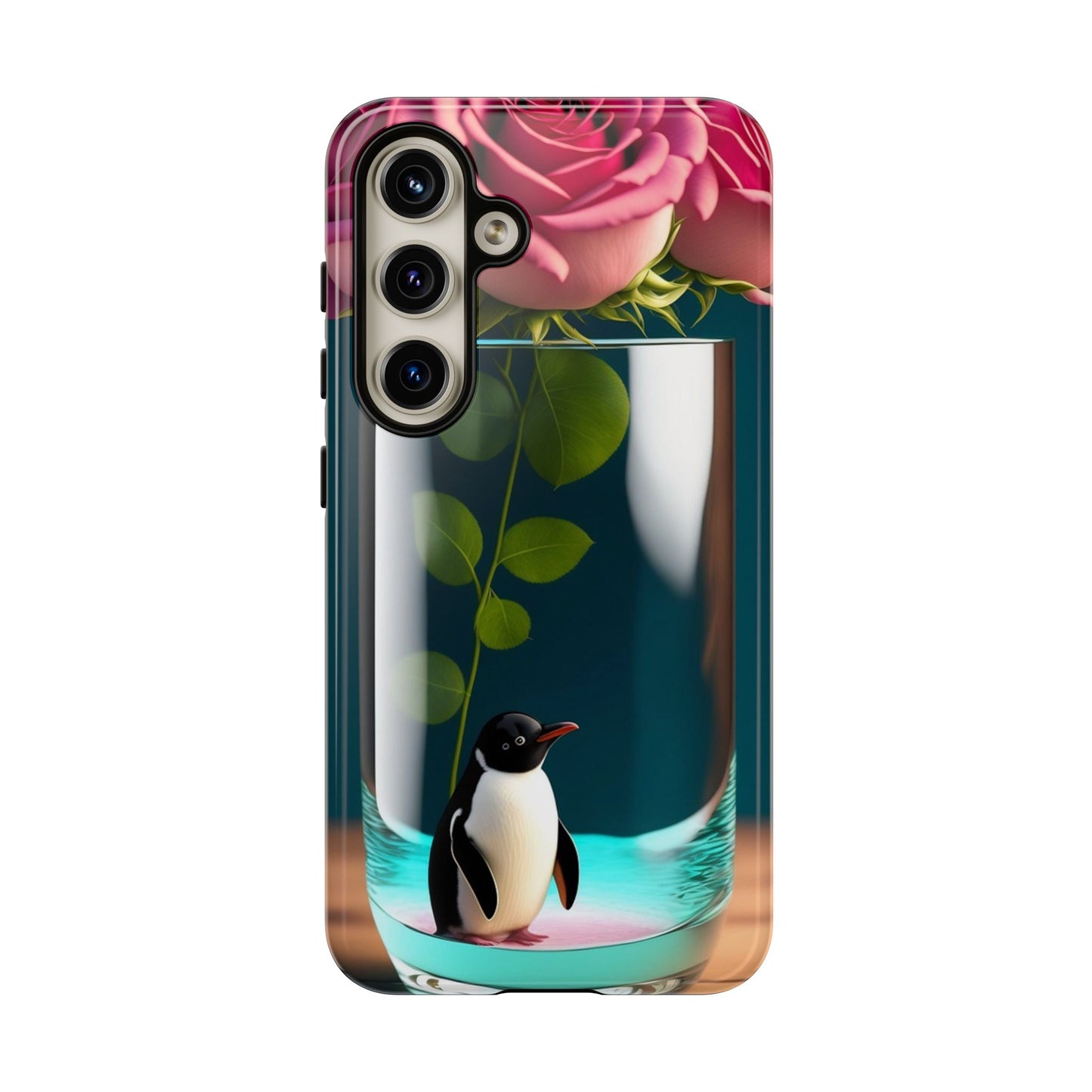 Penguin in a Glass Floral Tough Phone Case — Cute Protective Phone Cover