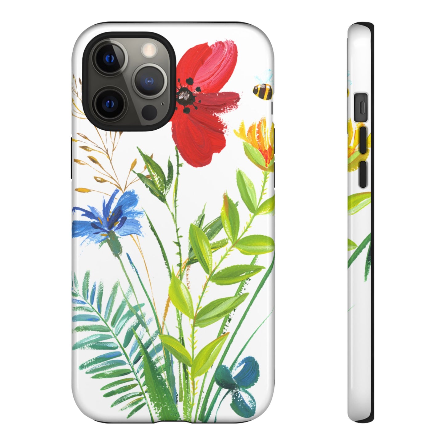 Floral Watercolor Tough Phone Case — Wildflower Bouquet Protective Cover