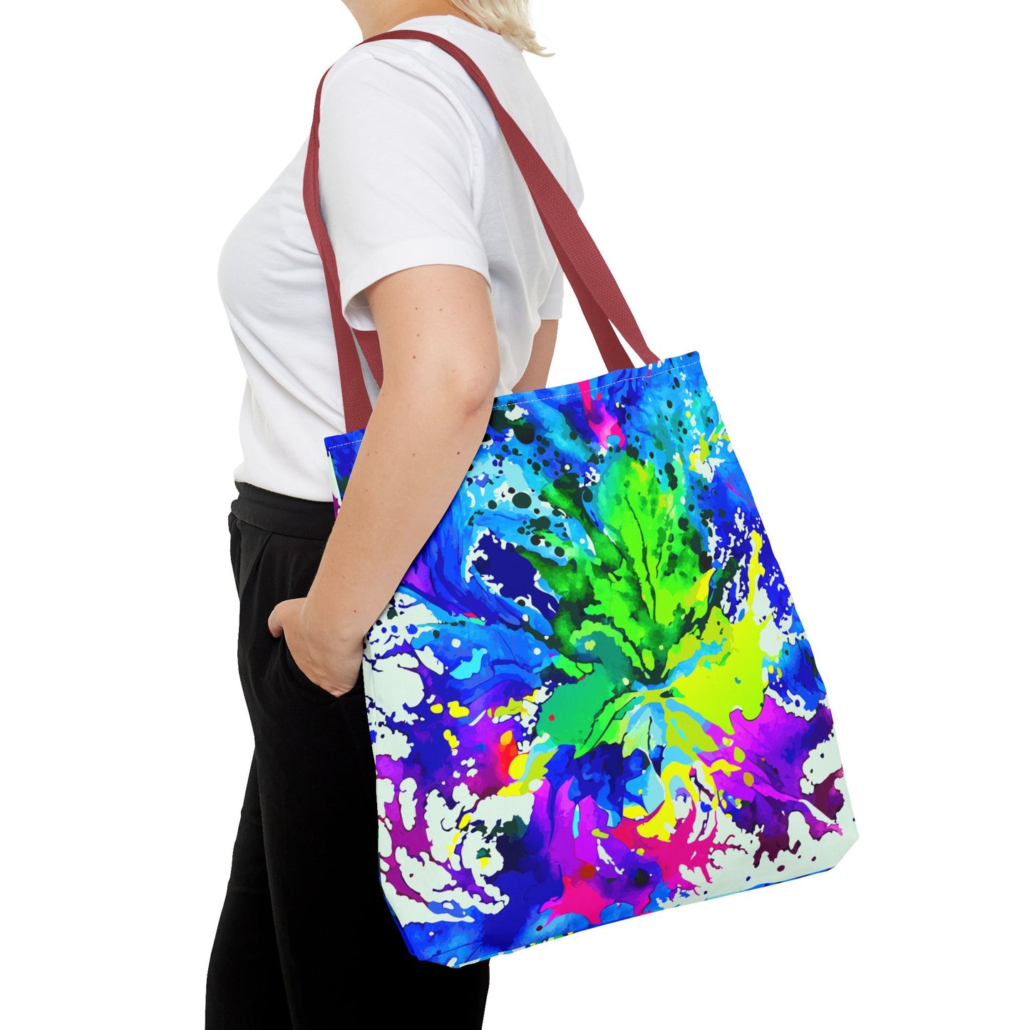 Vibrant Abstract Tote Bag Colorful Shopping Bag, Beach Tote