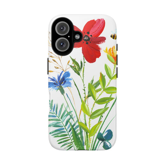 Floral Watercolor Tough Phone Case — Wildflower Bouquet Protective Cover