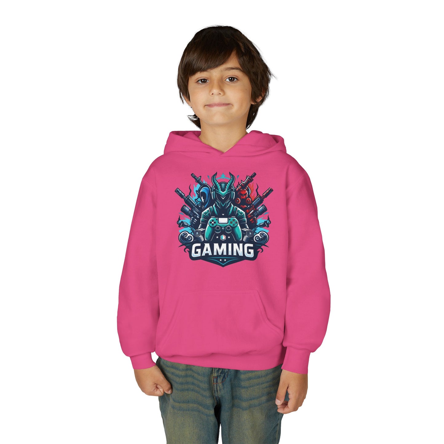 Youth Gaming Hoodie — Robotic Gamer Emblem Sweatshirt