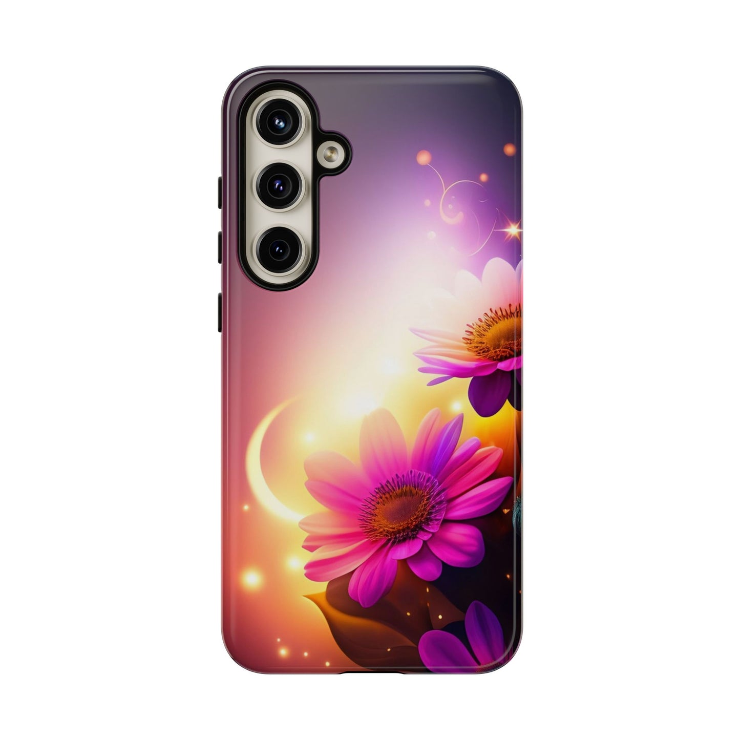 Floral Moonlight Phone Case – Purple Daisy Protective Cover