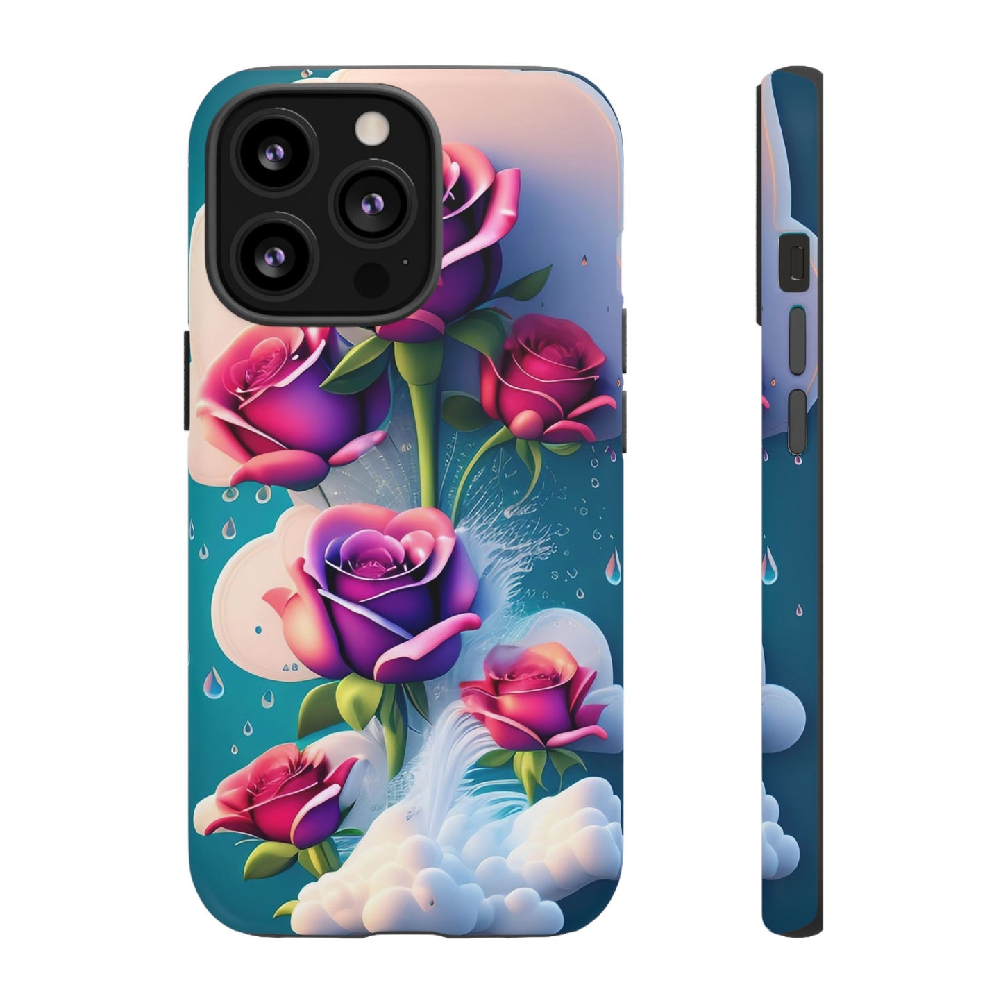 Floral Dream Tough Phone Case — Rose Bouquet Clouds Design