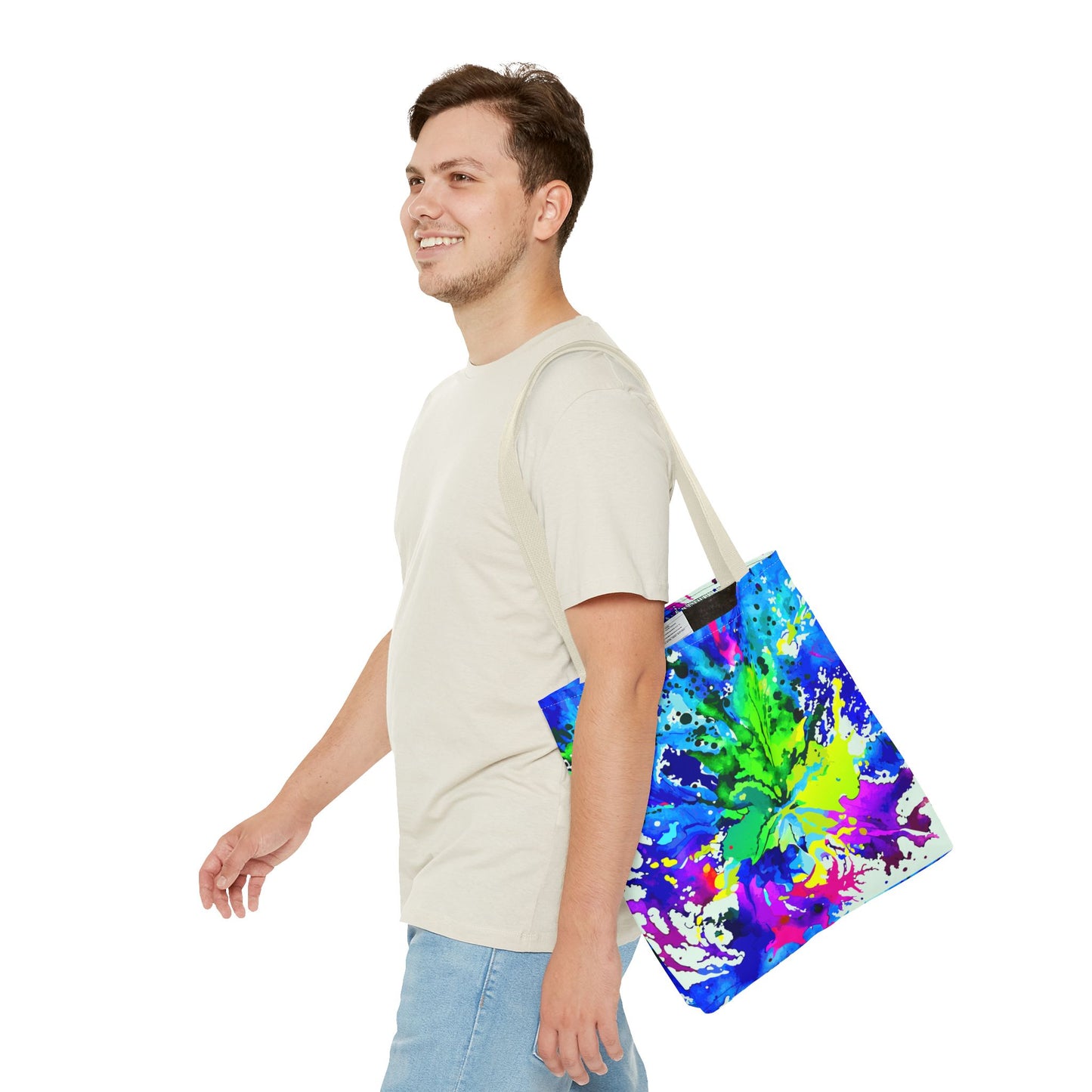 Vibrant Abstract Tote Bag Colorful Shopping Bag, Beach Tote
