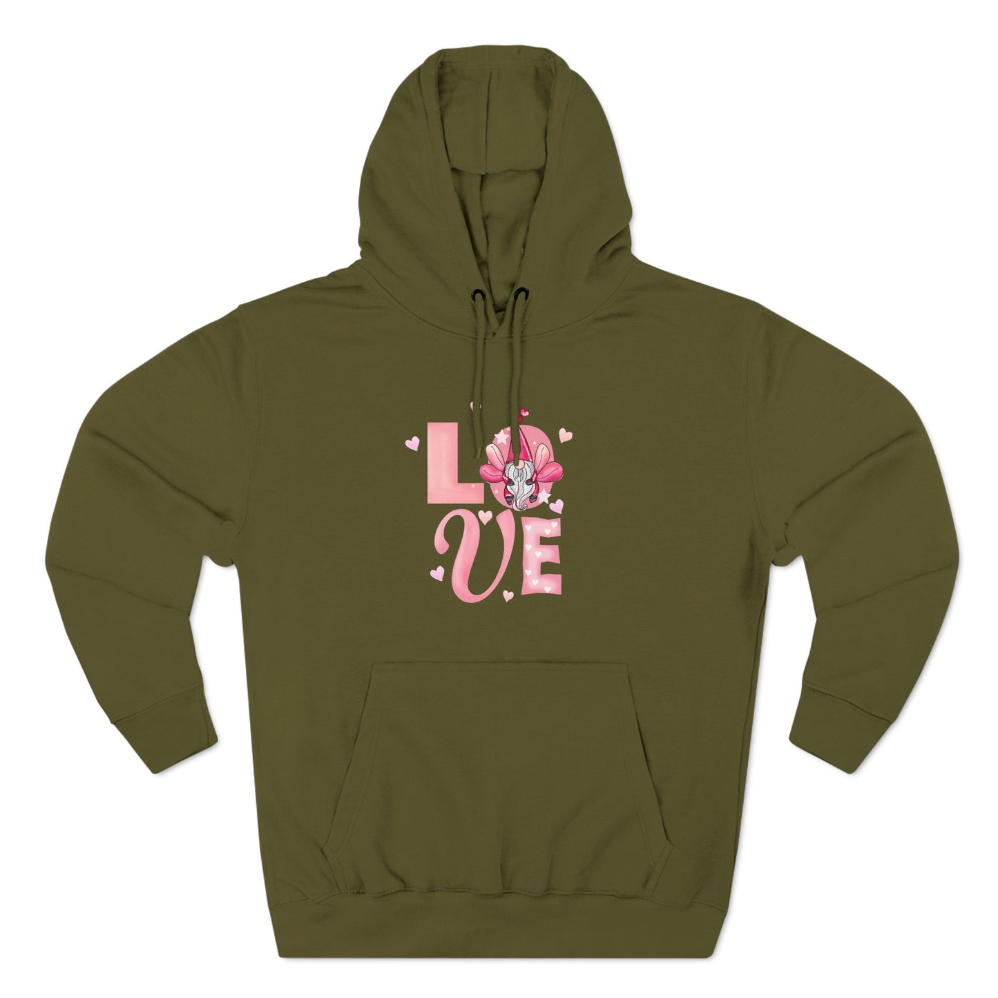Love Blossom Hoodie — Pink Floral "LOVE" Graphic Fleece Hoodie