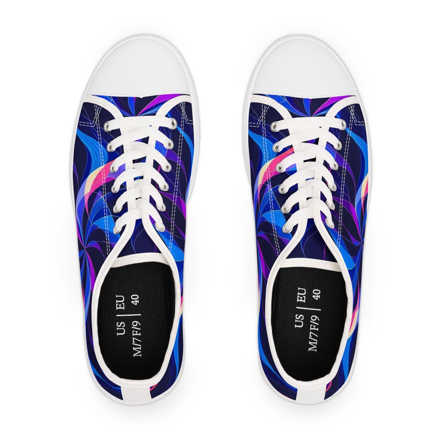 Women's Low Top Sneakers — Blue Purple Swirl Graphic Casual Shoes