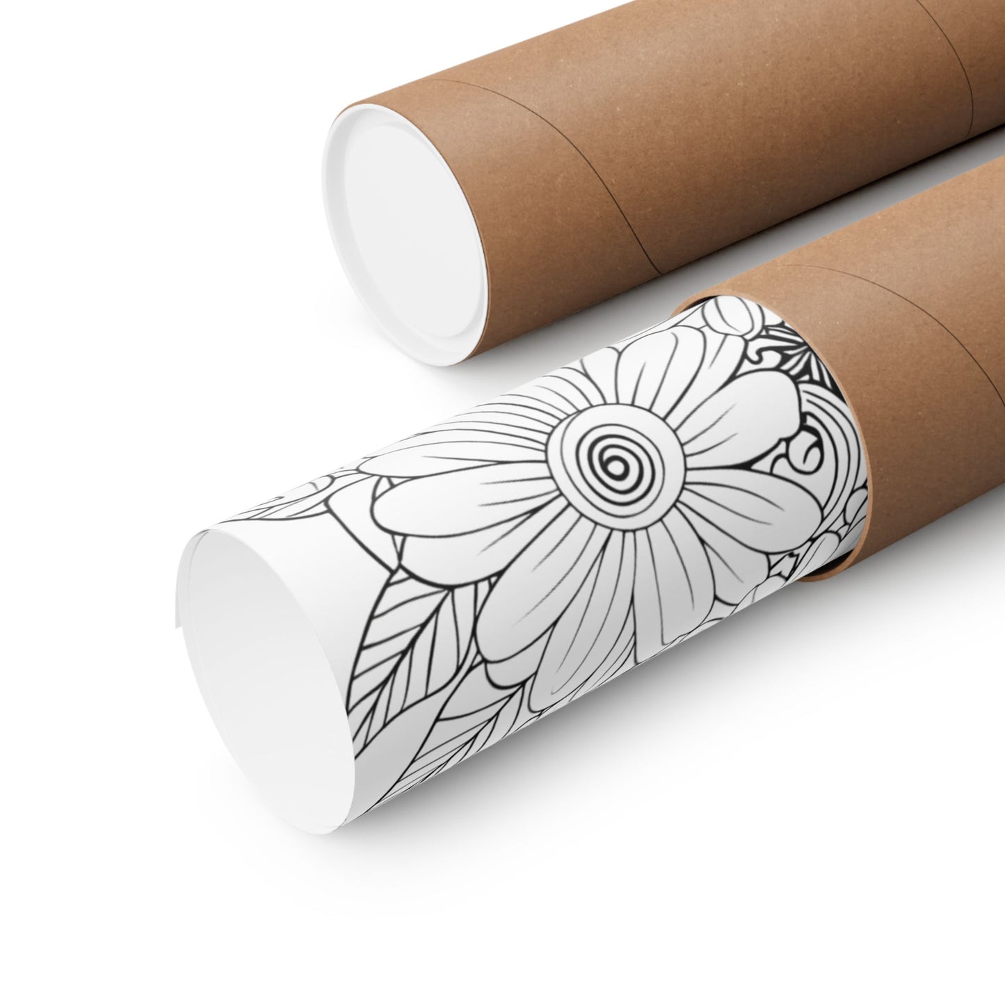 DIY Botanical Doodle Poster — Black & White Floral Coloring Art Print