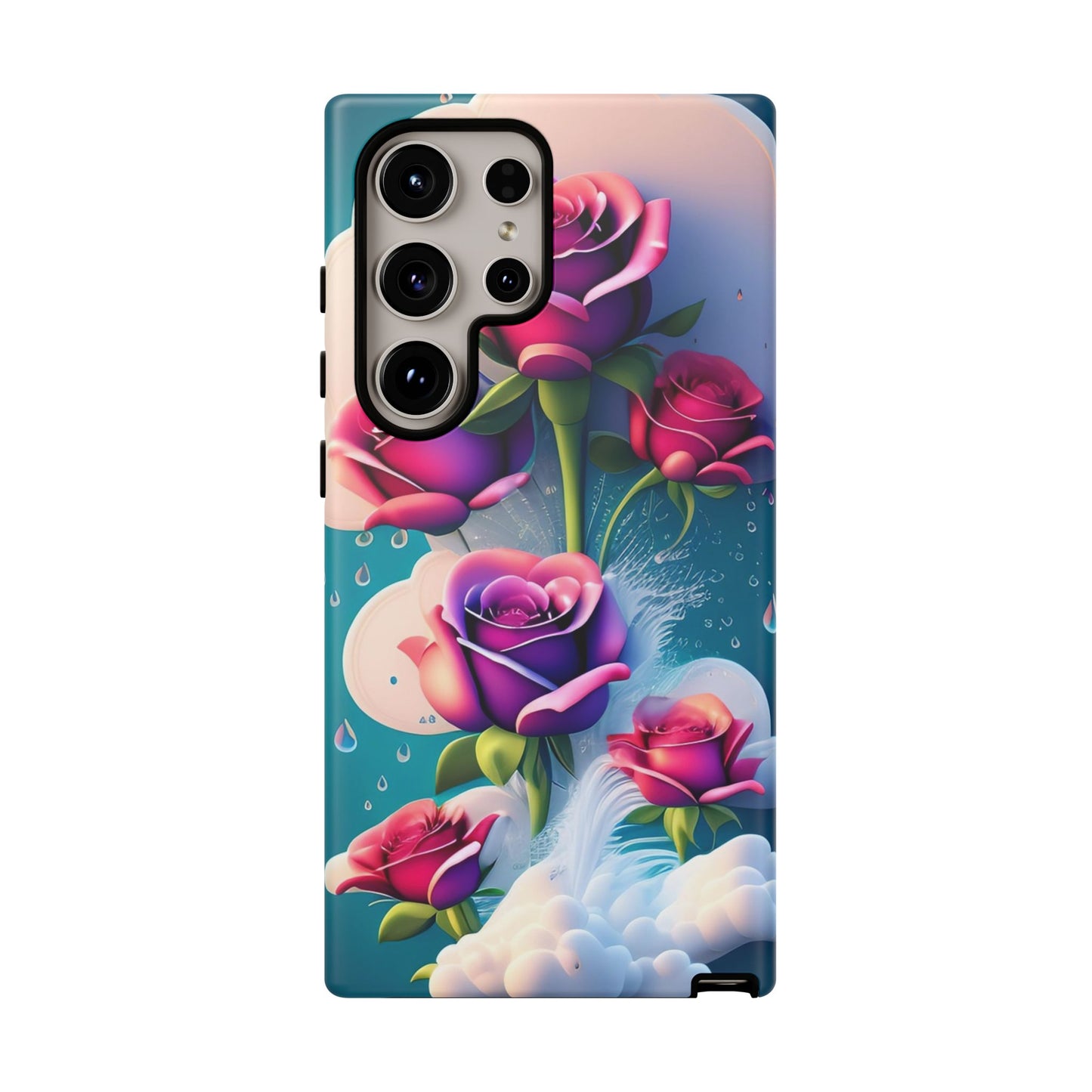 Floral Dream Tough Phone Case — Rose Bouquet Clouds Design
