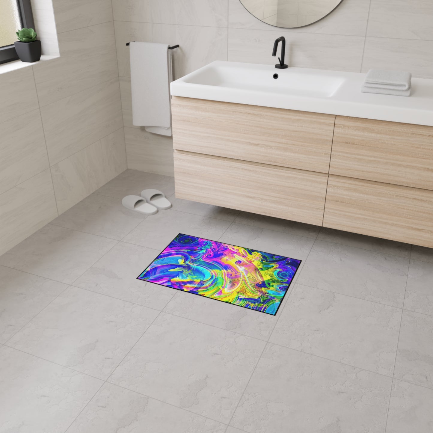 Psychedelic Swirl Heavy Duty Floor Mat — Vivid Abstract Doormat for Entryway & Home