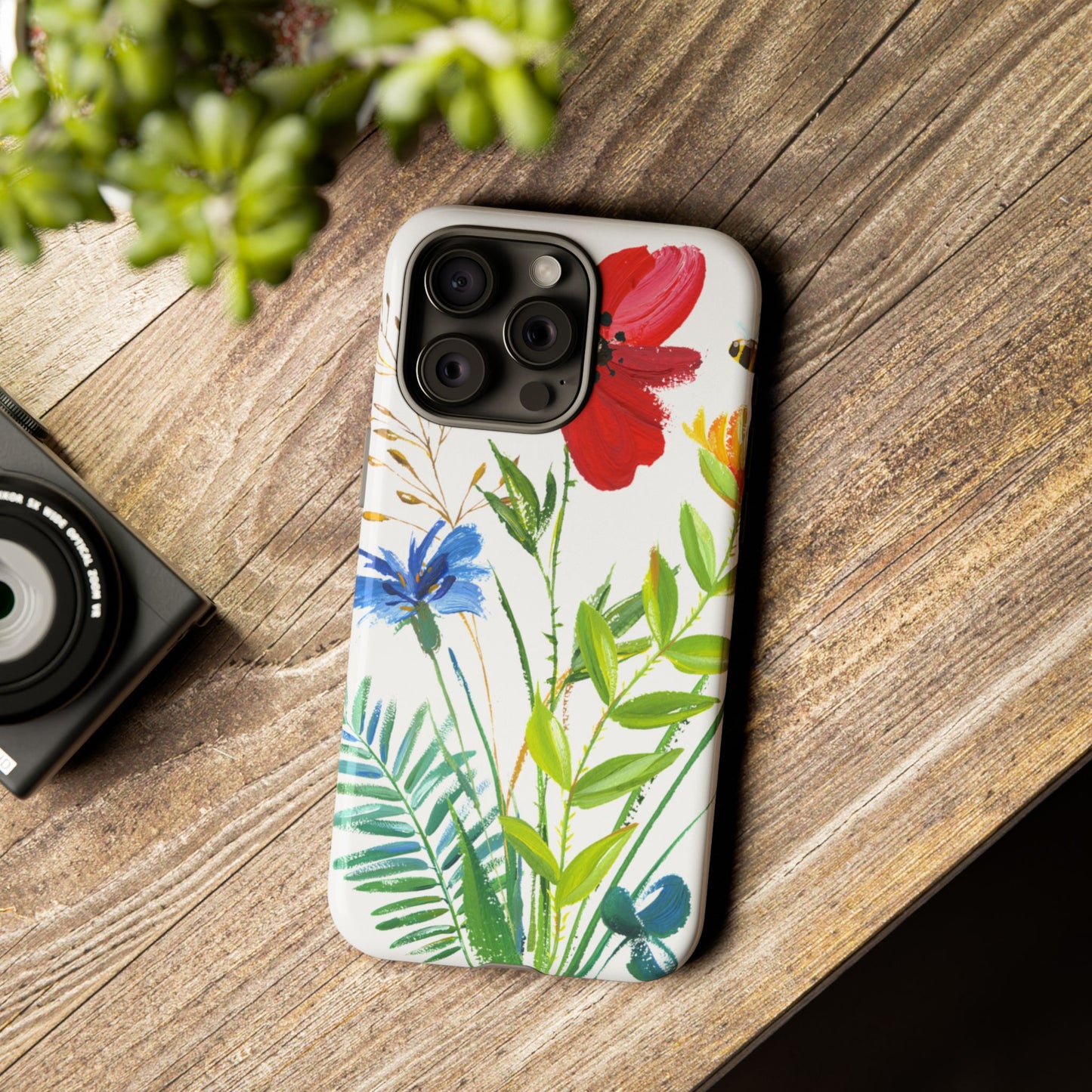 Floral Watercolor Tough Phone Case — Wildflower Bouquet Protective Cover