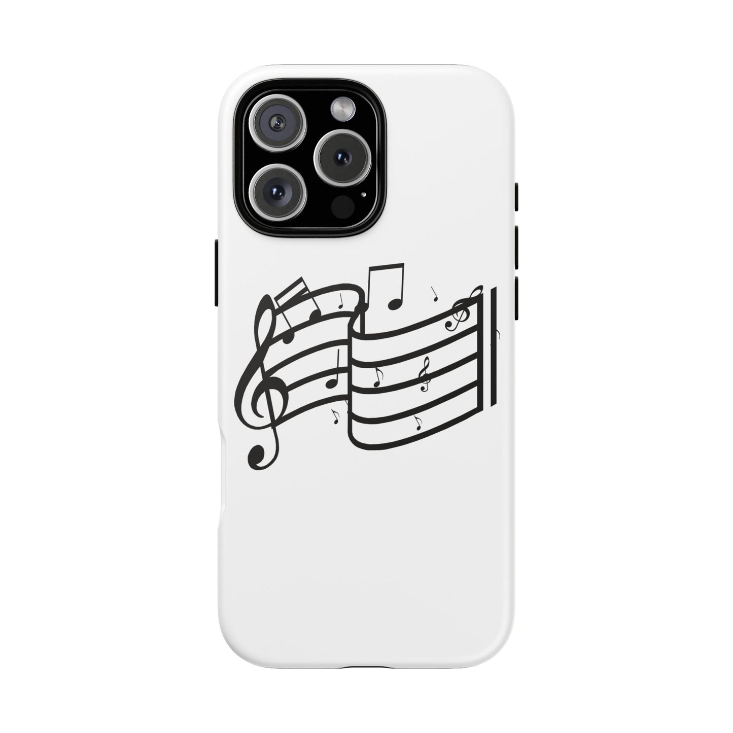 Musical Notes Phone Case — Black Treble Clef Music Staff Tough Case