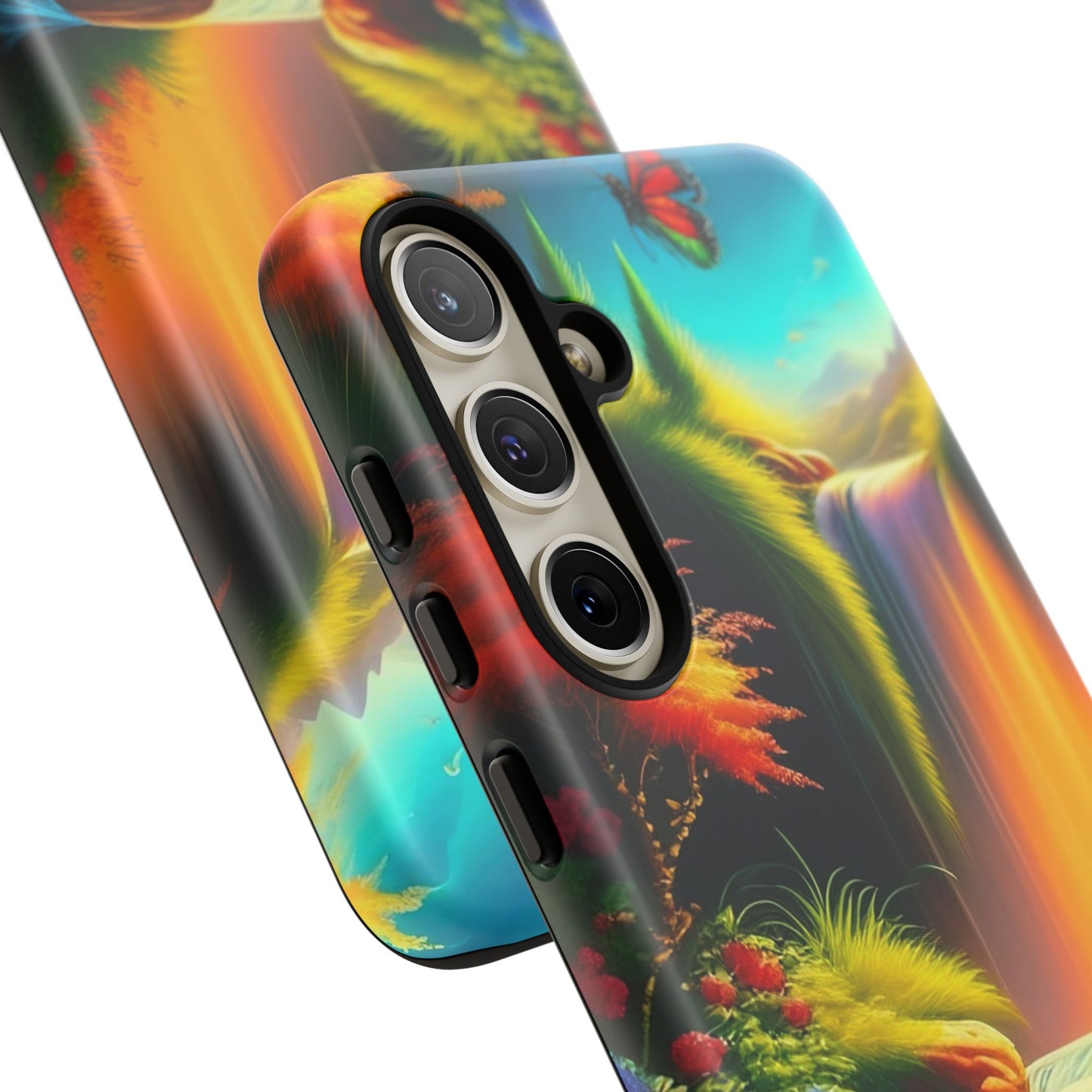 Phone Case - Vibrant Waterfall Landscape with Butterfly | Colorful Nature Protective Case