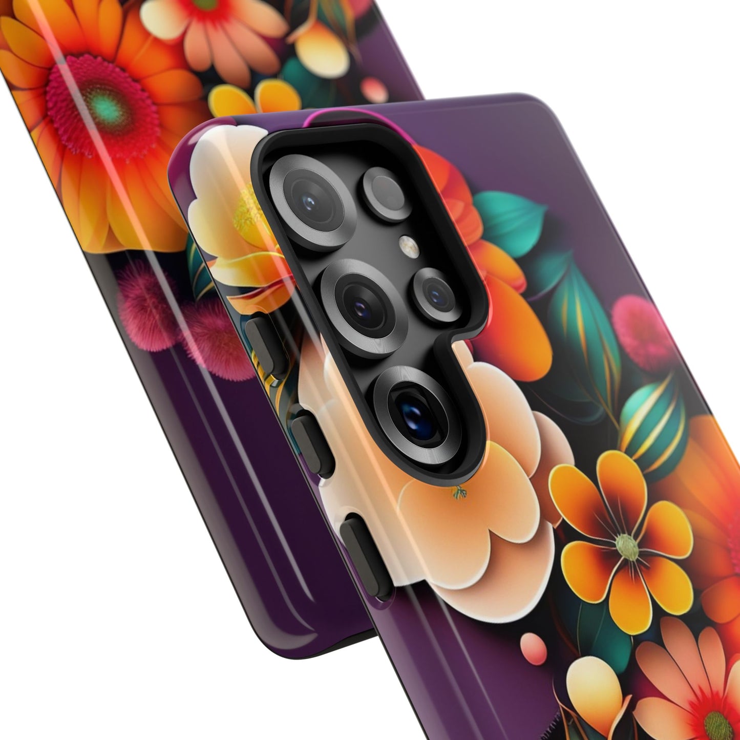 Floral Burst Tough Phone Case — Colorful Retro Flowers Protective Cover