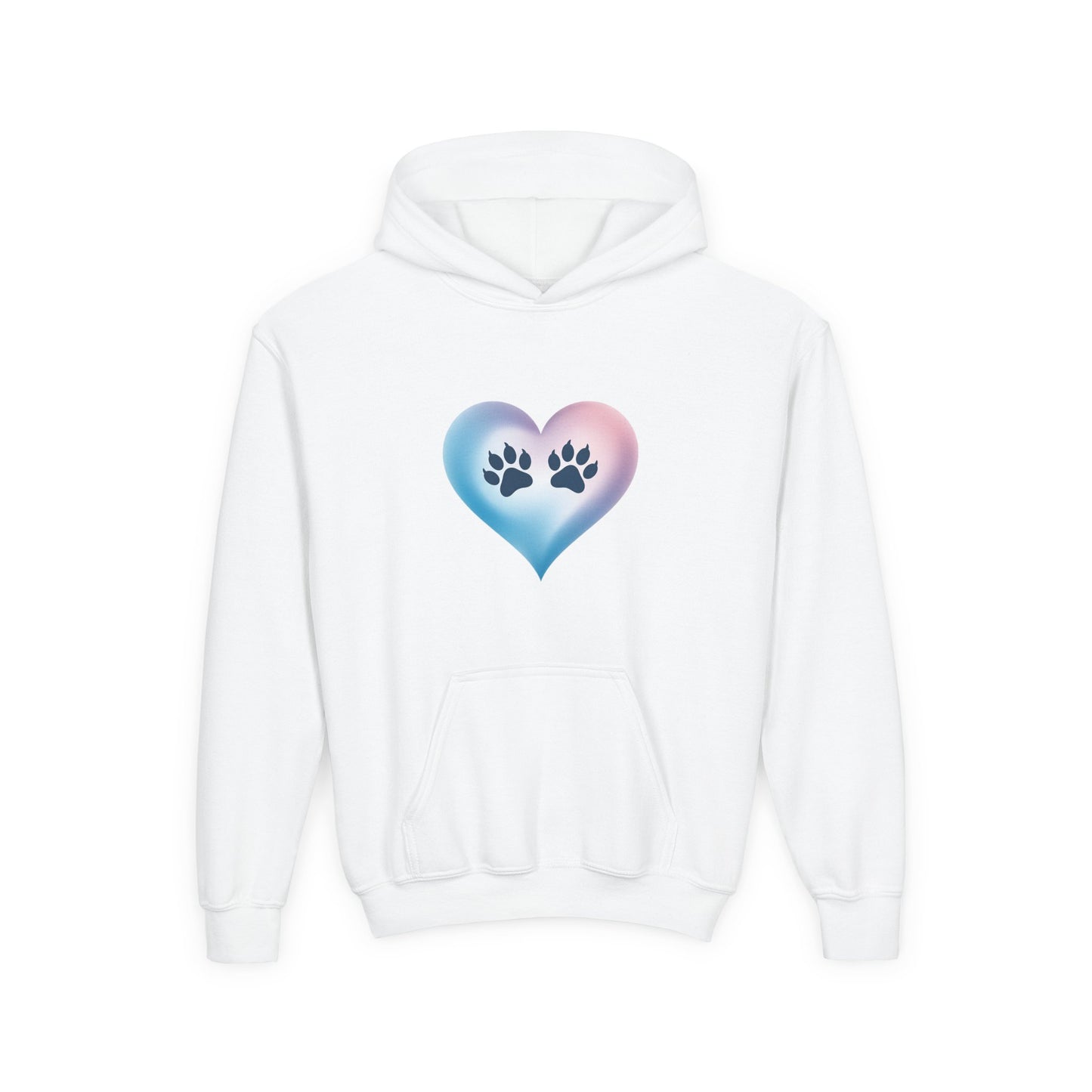 Kids Heart Paw Hoodie — Pastel Gradient Pet Lover Sweatshirt