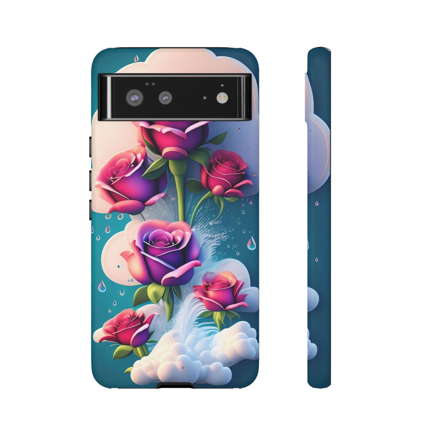 Floral Dream Tough Phone Case — Rose Bouquet Clouds Design