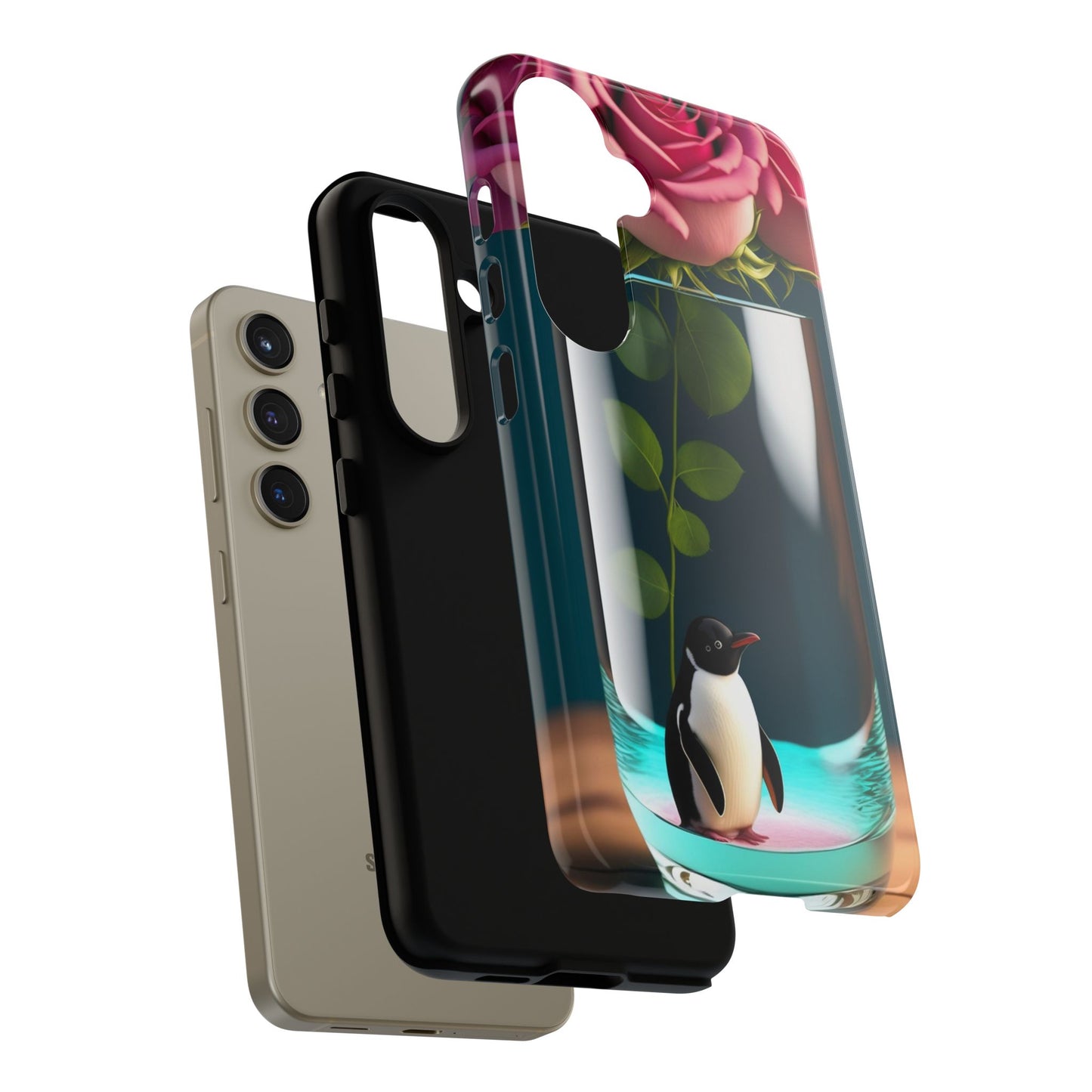 Penguin in a Glass Floral Tough Phone Case — Cute Protective Phone Cover
