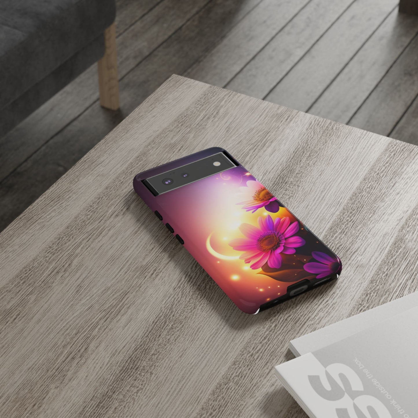 Floral Moonlight Phone Case – Purple Daisy Protective Cover