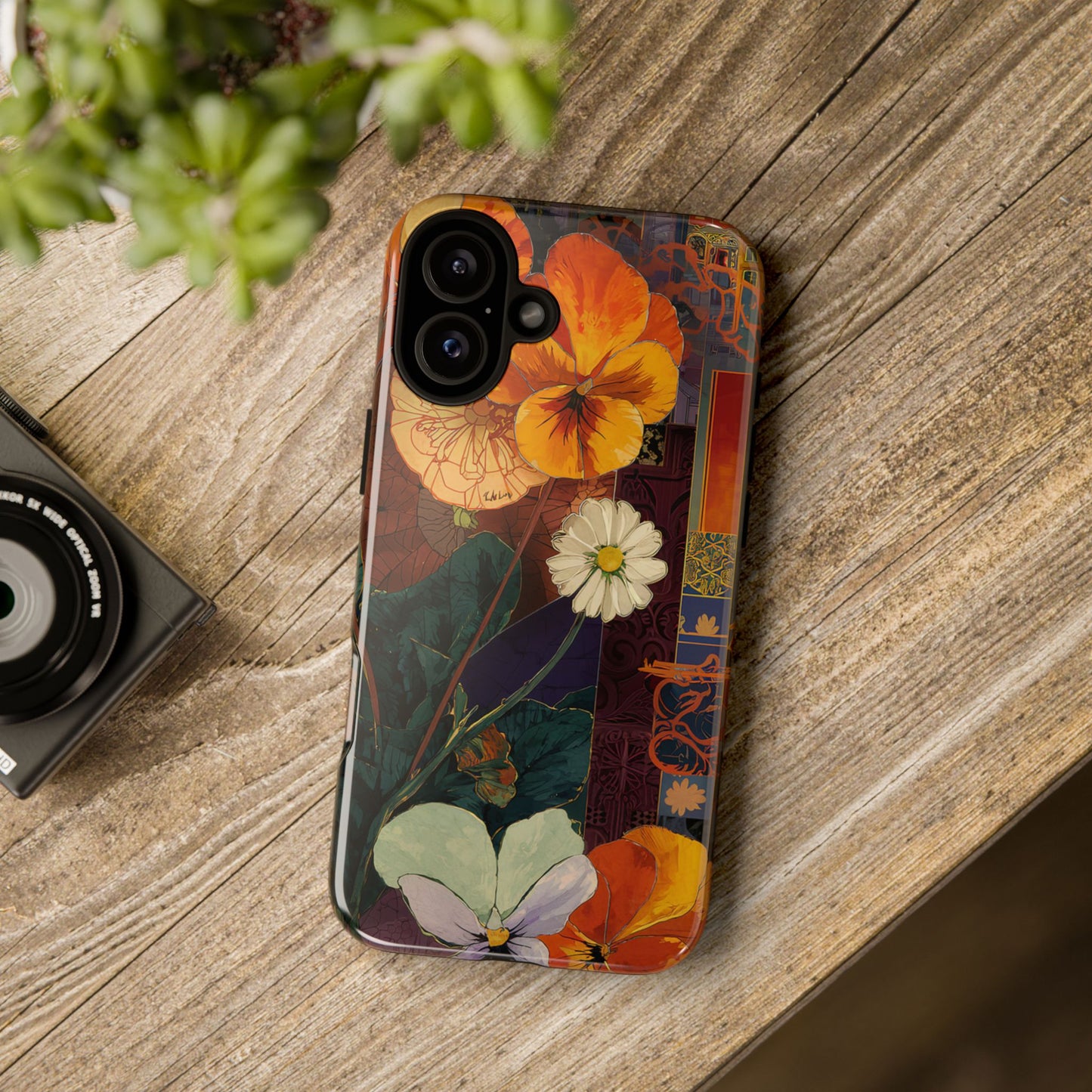 Floral Pansy Tough Phone Case — Vintage Botanical Protection